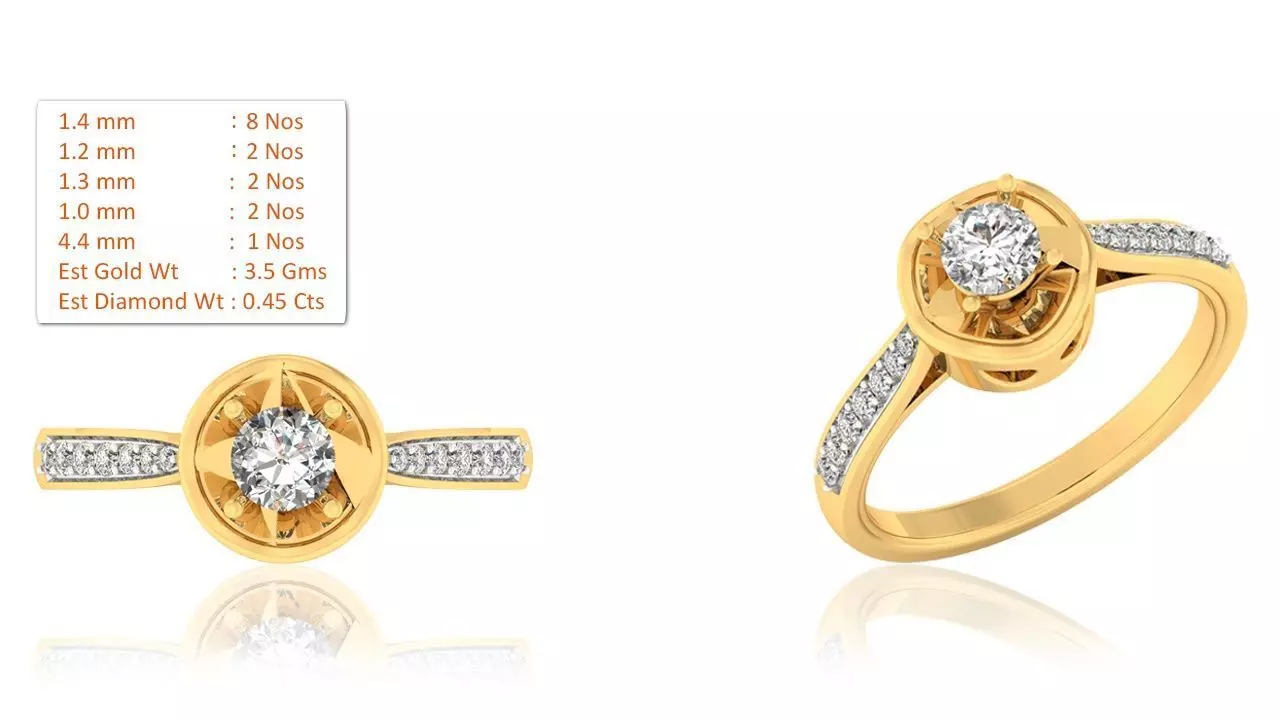 Solitaire ring model 3D print model_0