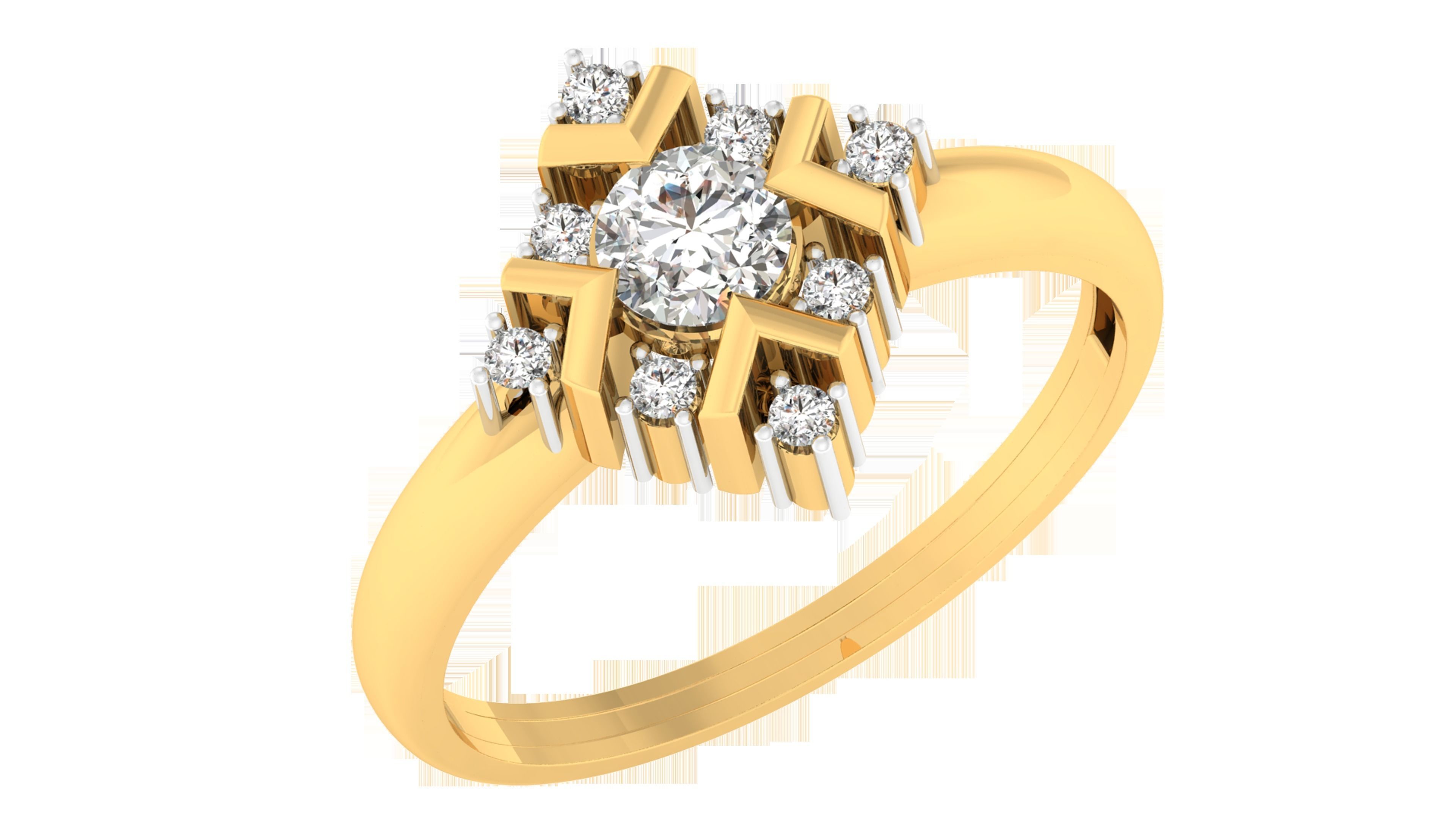 Solitaire ring model 3D print model_1