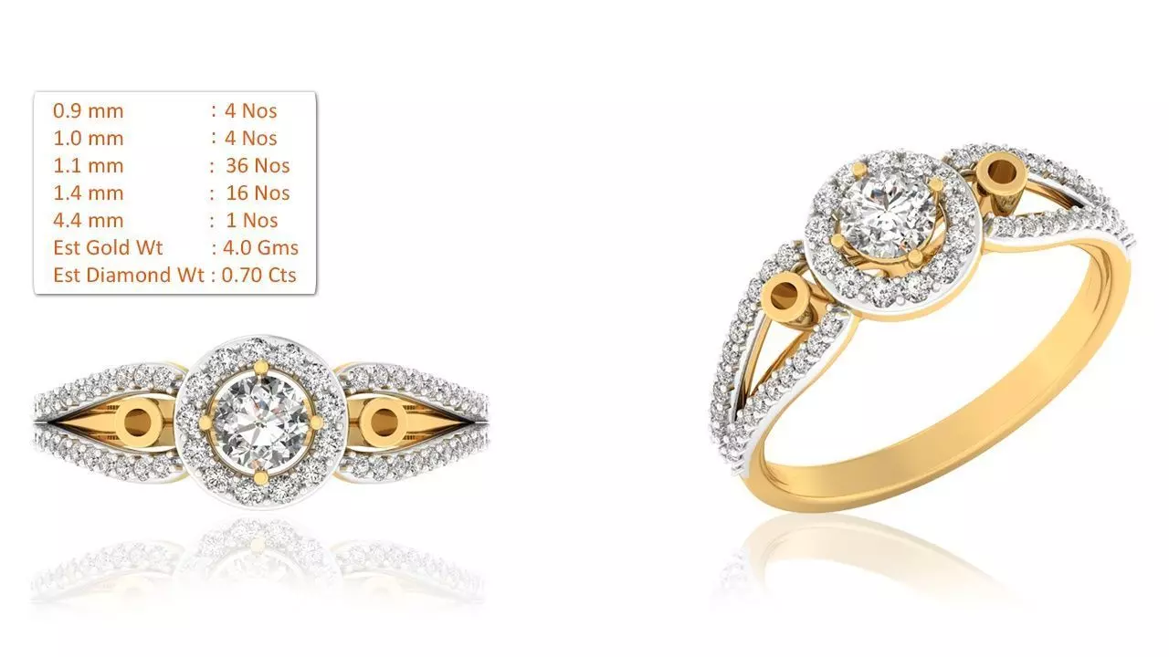 Solitaire ring model 3D print model_0