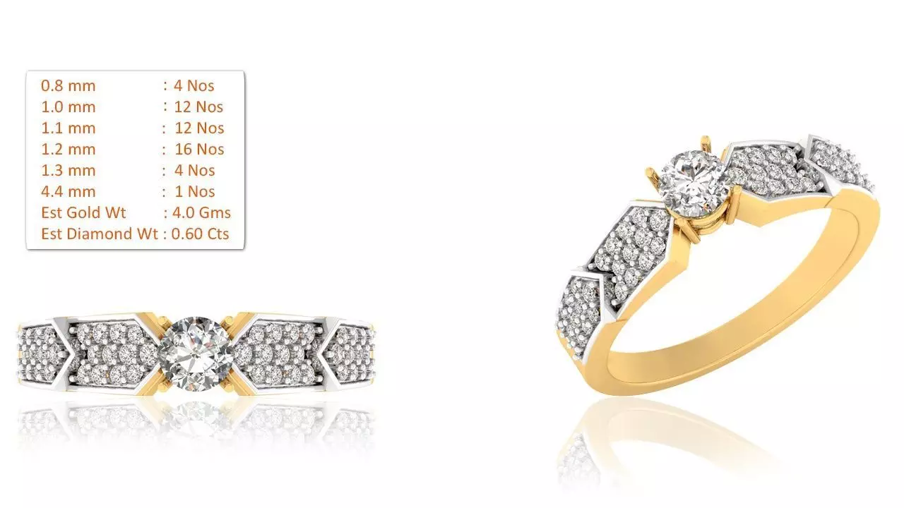 Solitaire ring model 3D print model_0