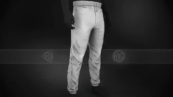 White Stonewashed Jogger Pants Low-poly 3D model