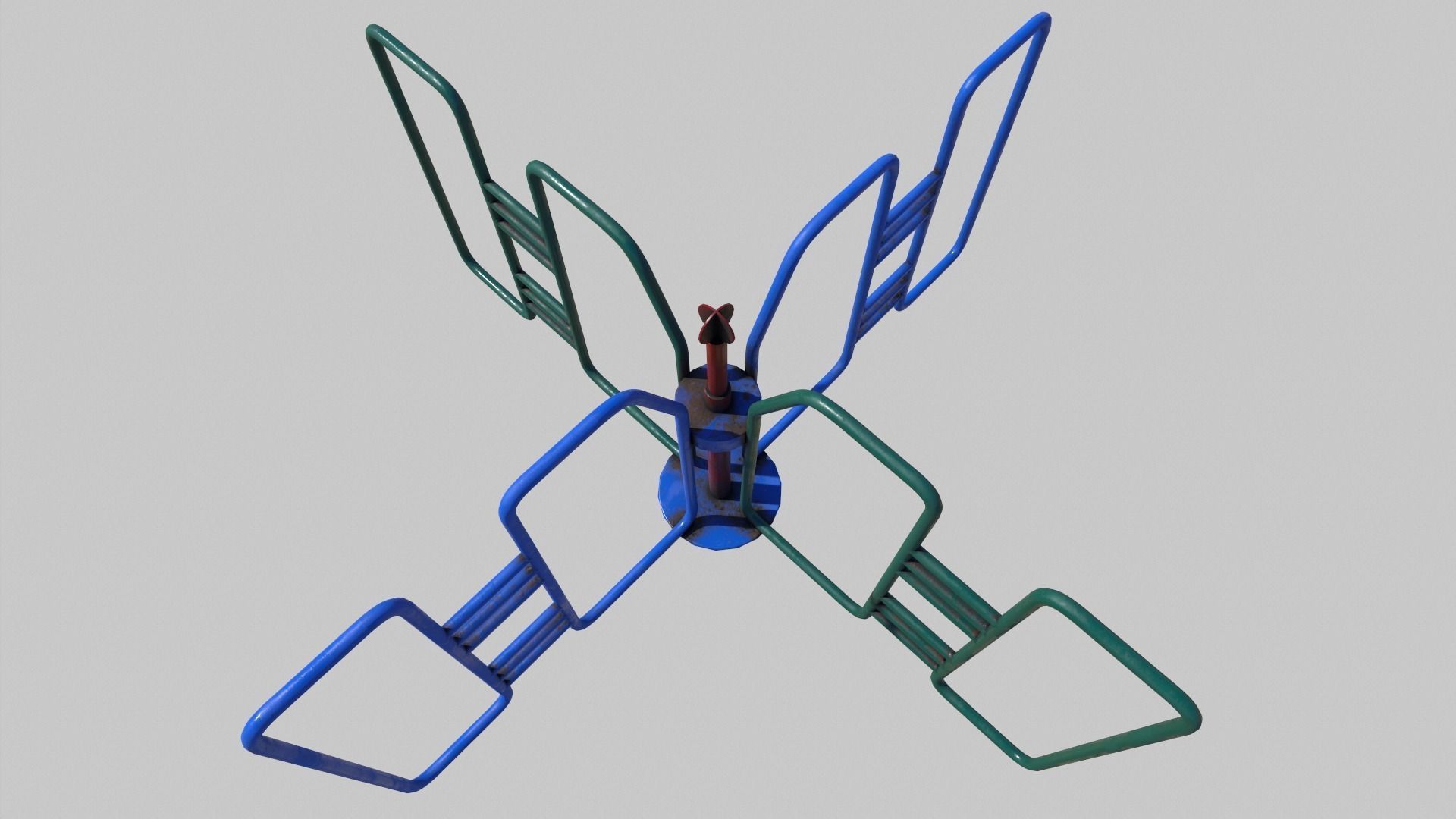 Old Merry Go Round Low-poly 3D model_2