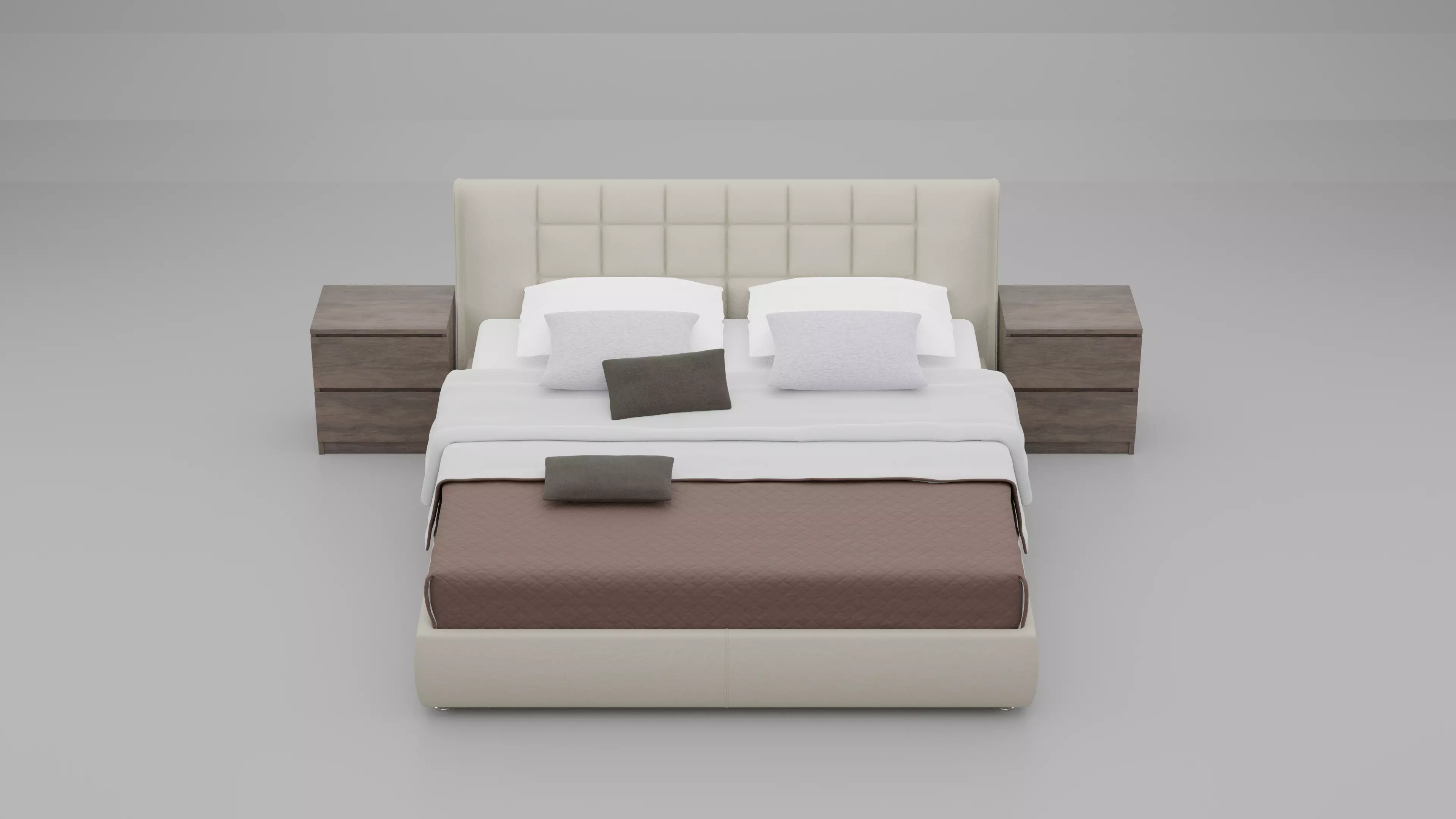 Bed with a bedside table 3D model_0