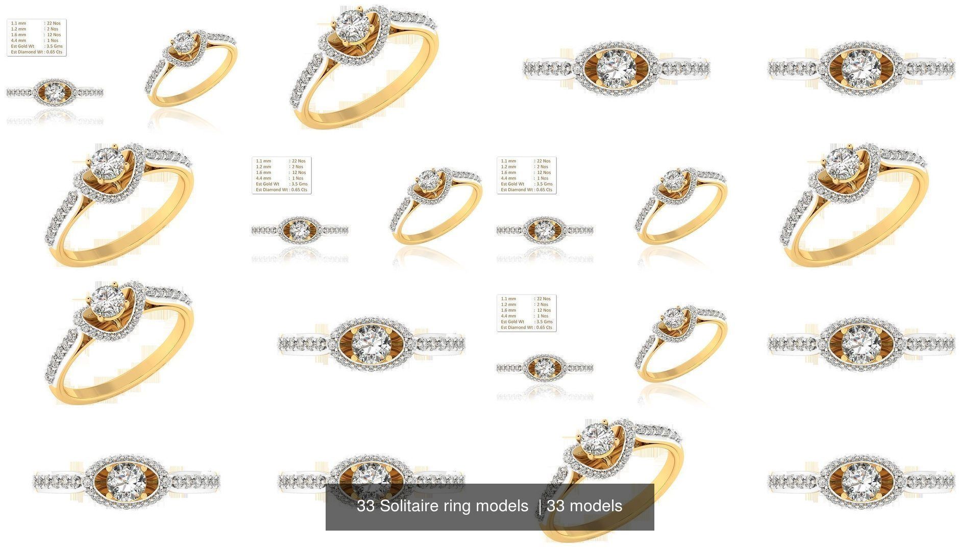 33 Solitaire ring models  3D Model Collection_4