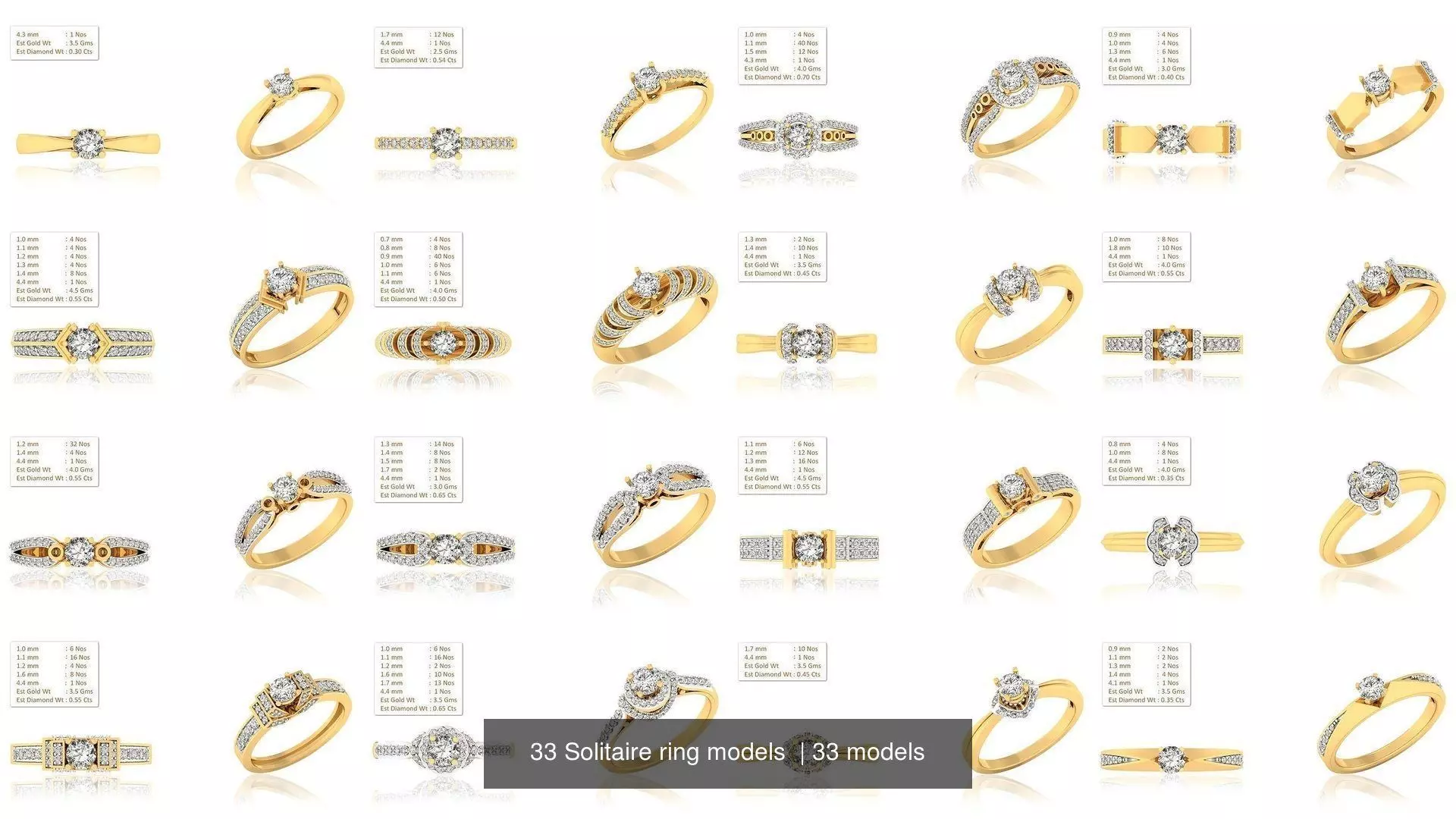 33 Solitaire ring models  3D Model Collection_0