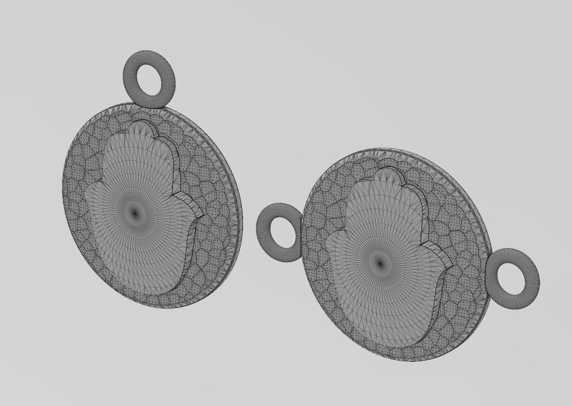 Hand of Fatima hammered texture coin pendant and charm  3D print model_13
