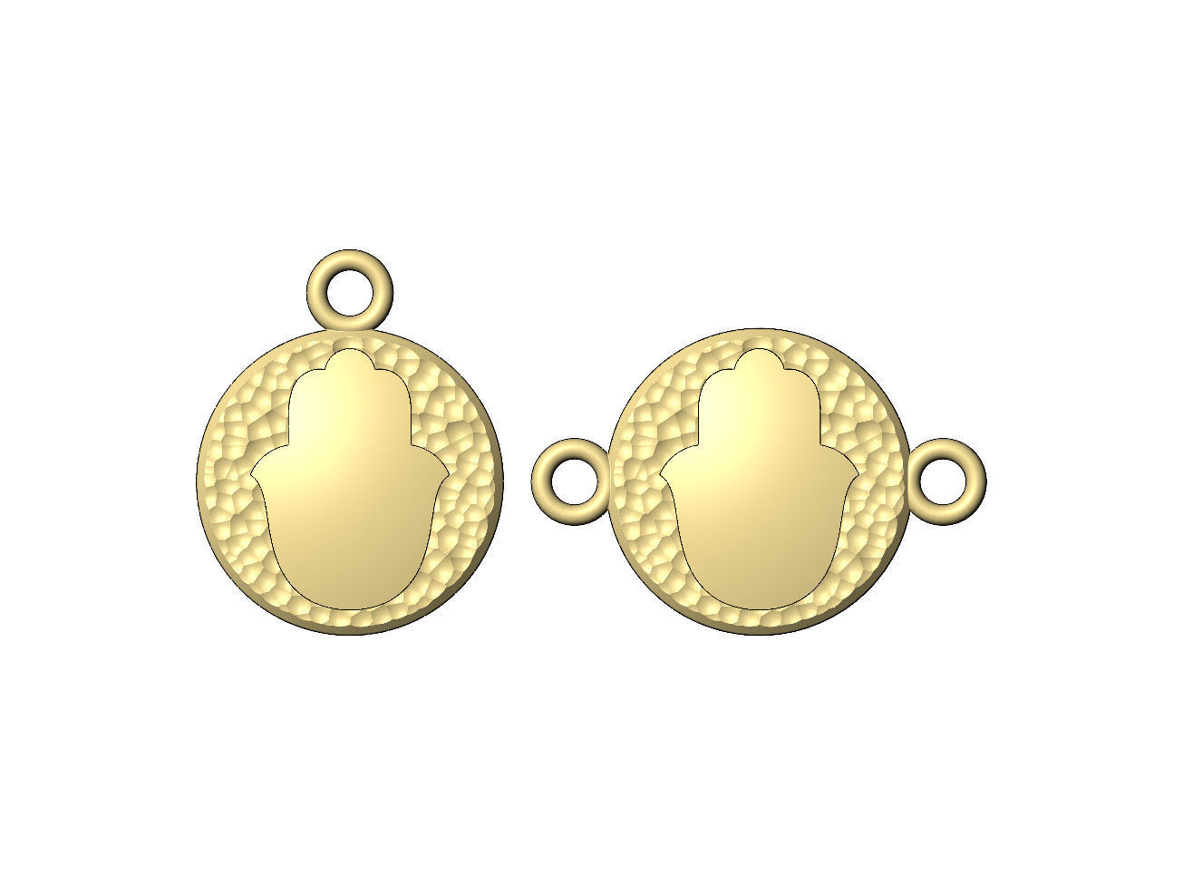 Hand of Fatima hammered texture coin pendant and charm  3D print model_3
