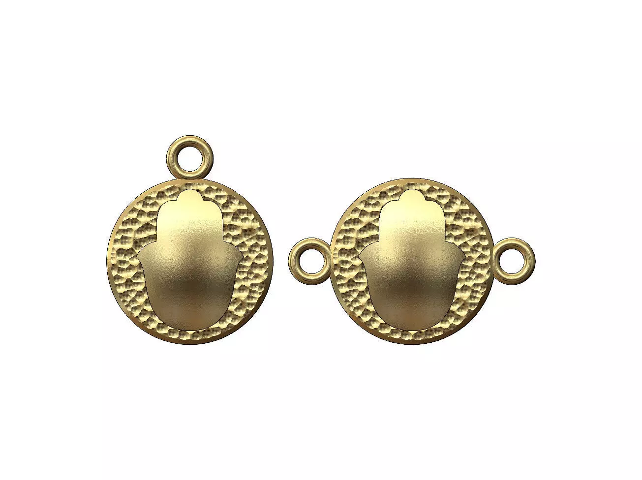 Hand of Fatima hammered texture coin pendant and charm  3D print model_0