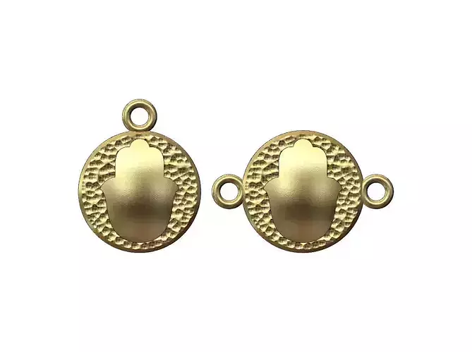 Hand of Fatima hammered texture coin pendant and charm 