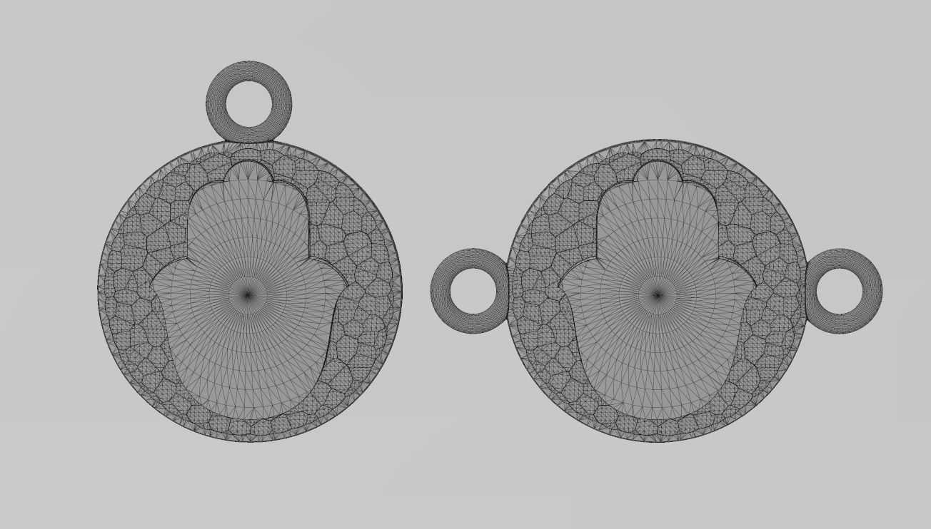 Hand of Fatima hammered texture coin pendant and charm  3D print model_12