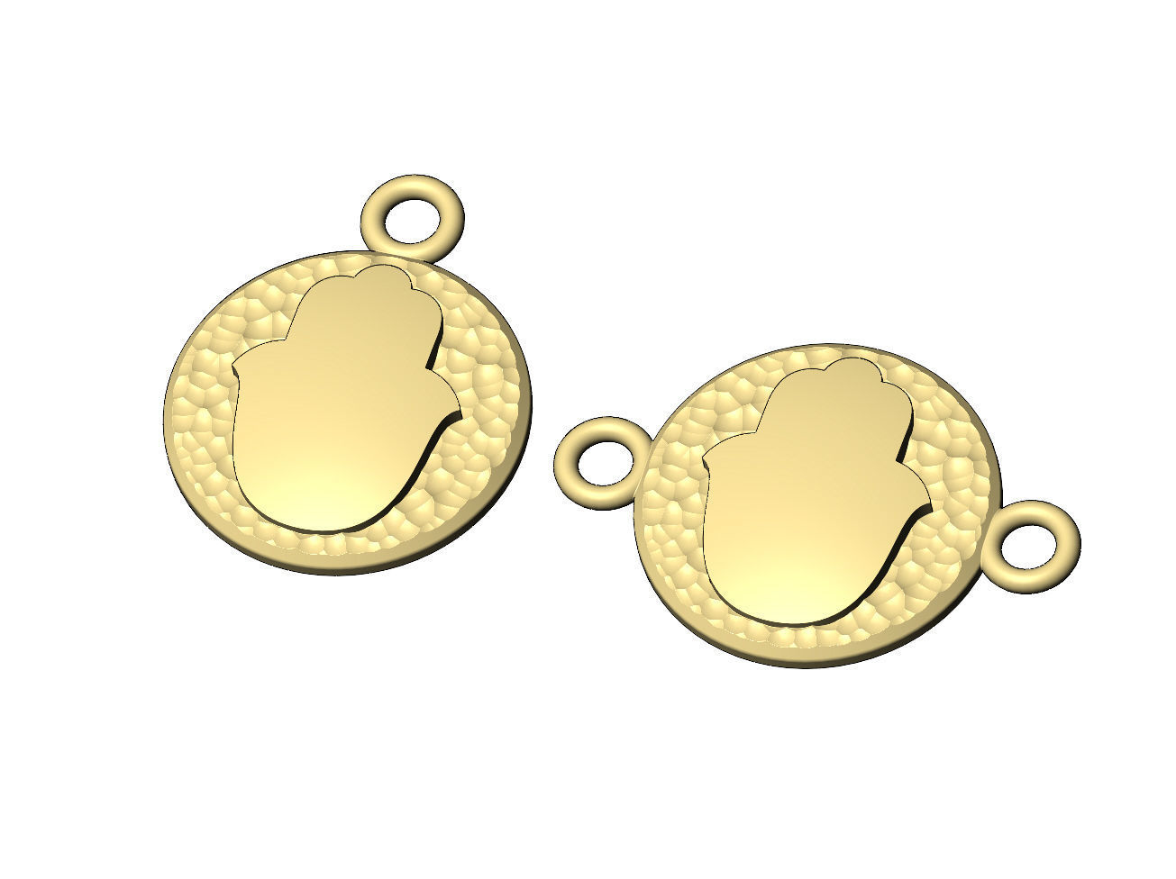 Hand of Fatima hammered texture coin pendant and charm  3D print model_4