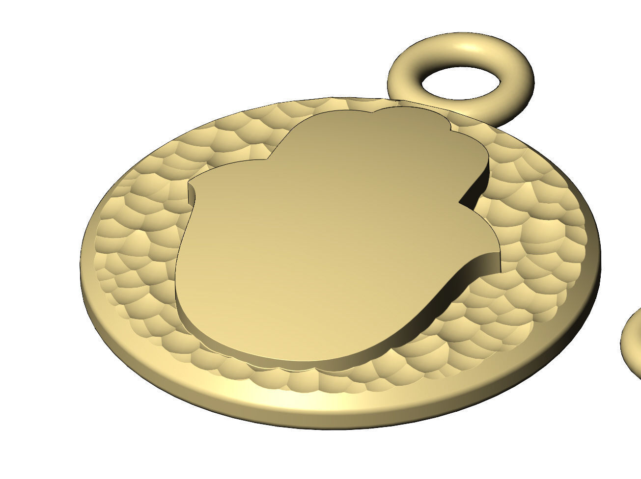 Hand of Fatima hammered texture coin pendant and charm  3D print model_5