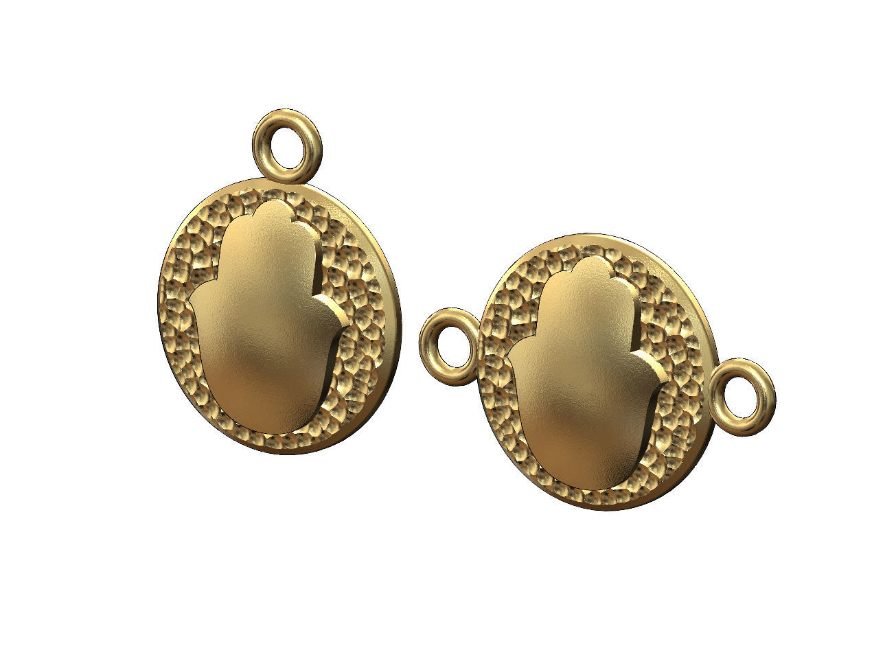 Hand of Fatima hammered texture coin pendant and charm  3D print model_1