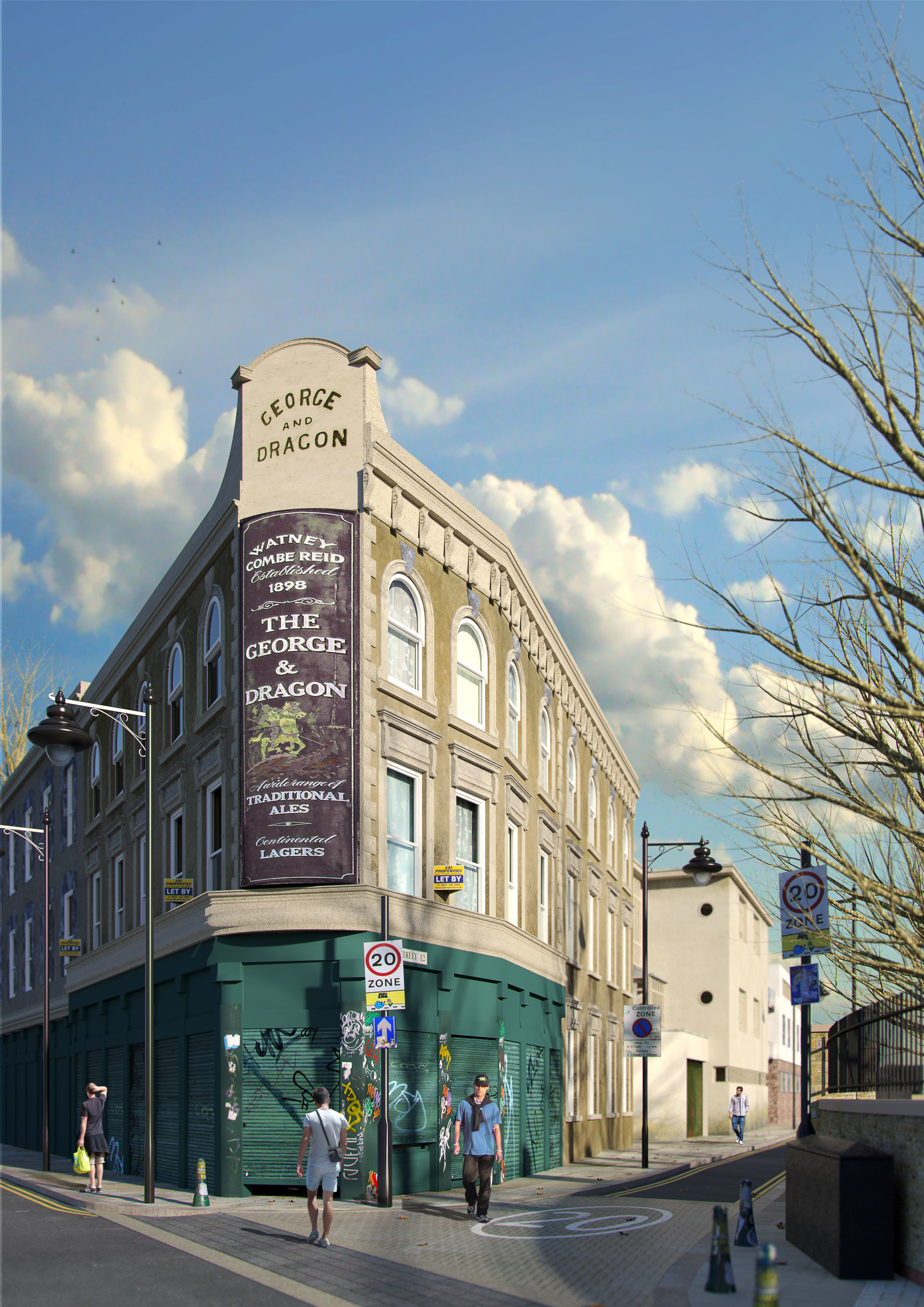 Redshift - C4D Scene files - Old London Pub Exterior 3D model_1