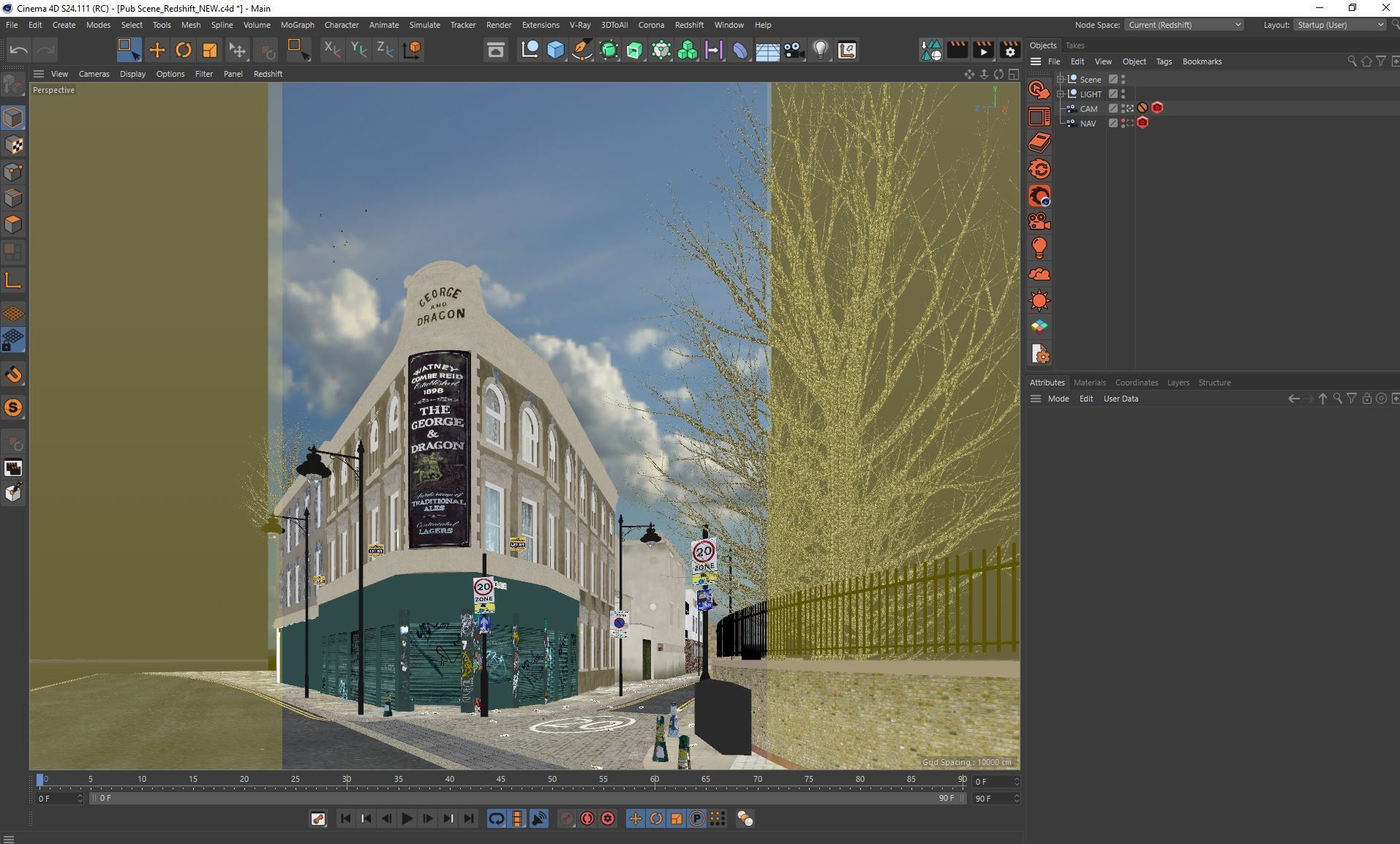 Redshift - C4D Scene files - Old London Pub Exterior 3D model_2