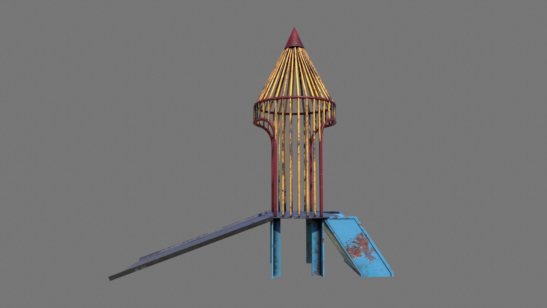Old Rocket Slide Low-poly 3D model_3