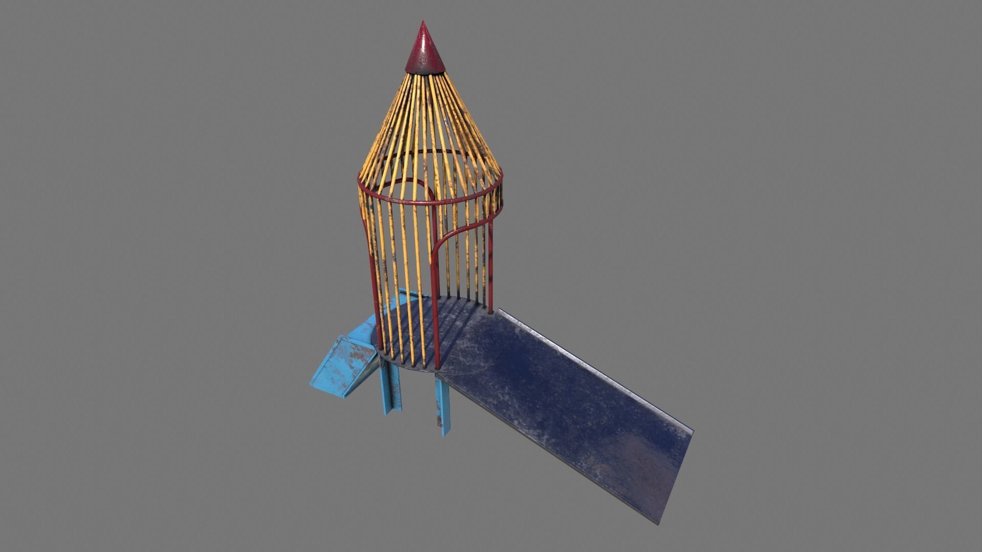 Old Rocket Slide Low-poly 3D model_1