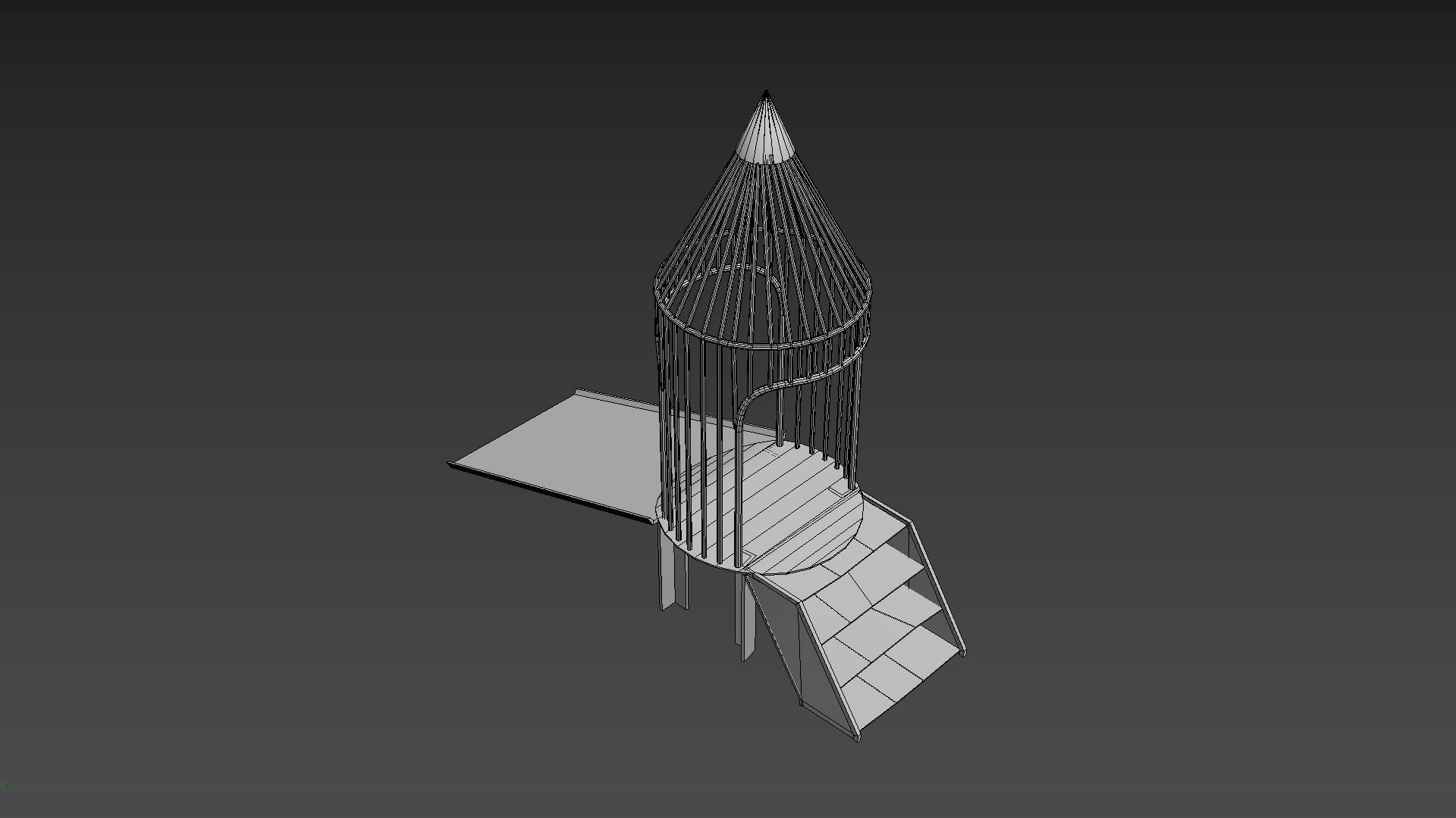 Old Rocket Slide Low-poly 3D model_5