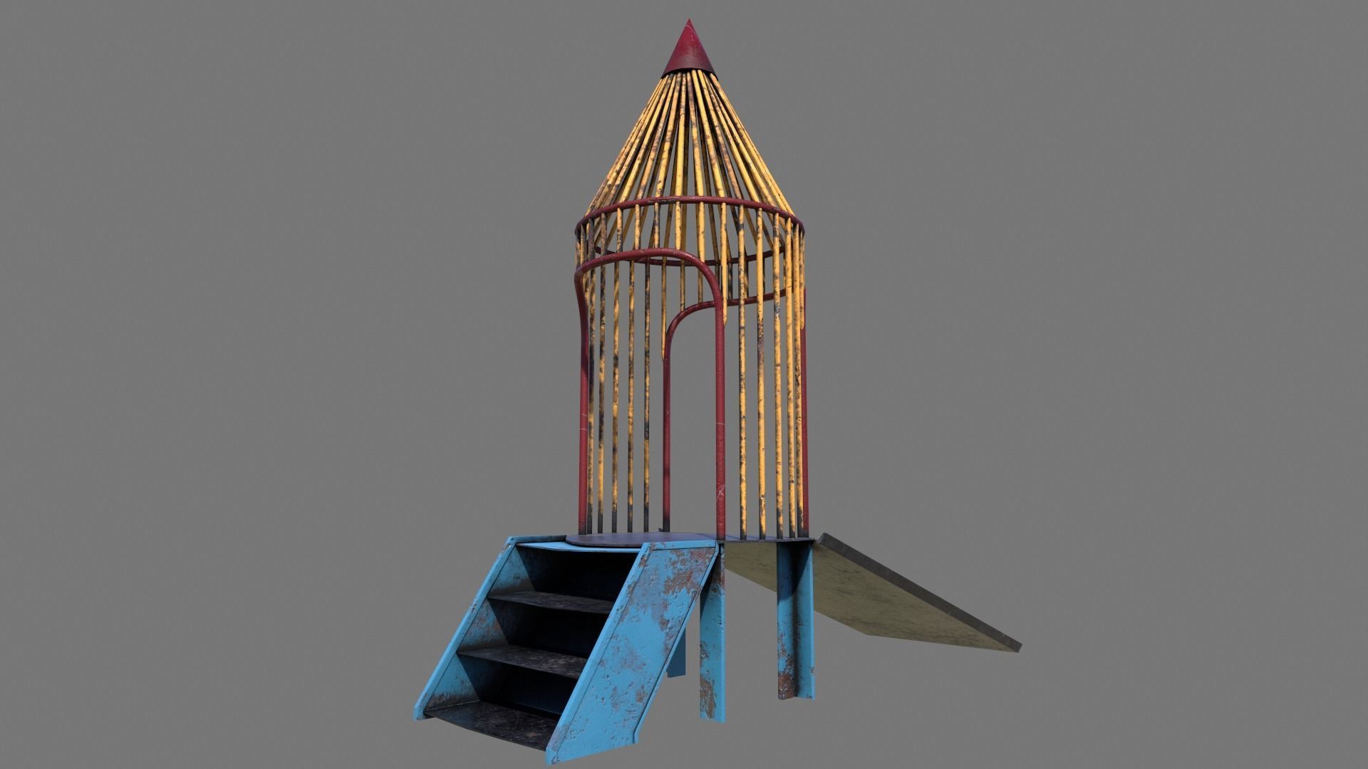 Old Rocket Slide Low-poly 3D model_2