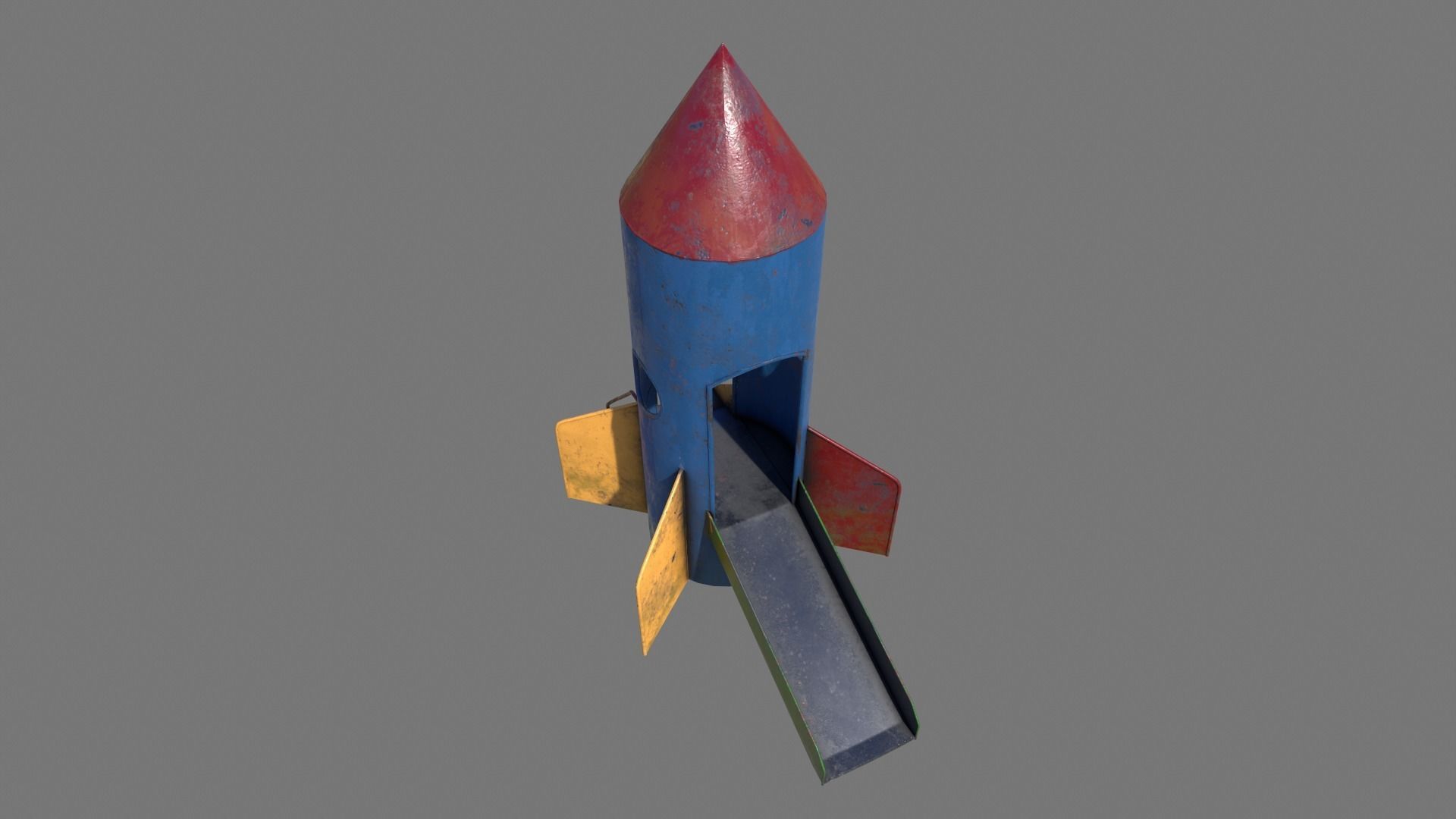 Old Rusty Rocket Slide Low-poly 3D model_3