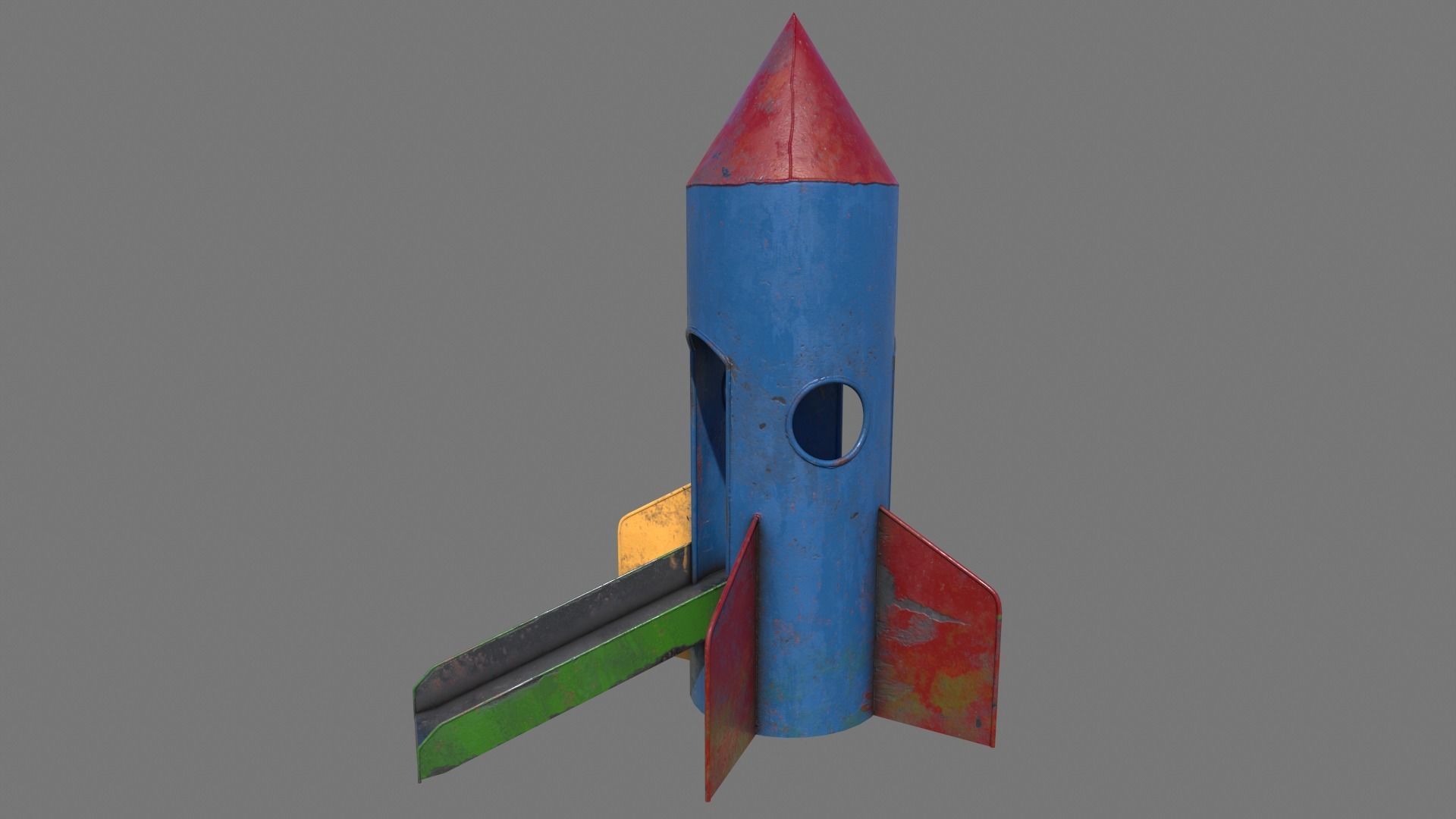 Old Rusty Rocket Slide Low-poly 3D model_2