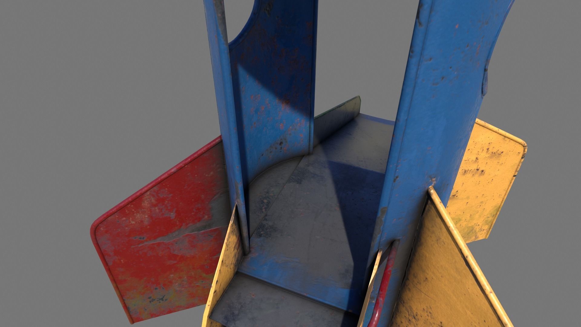 Old Rusty Rocket Slide Low-poly 3D model_6