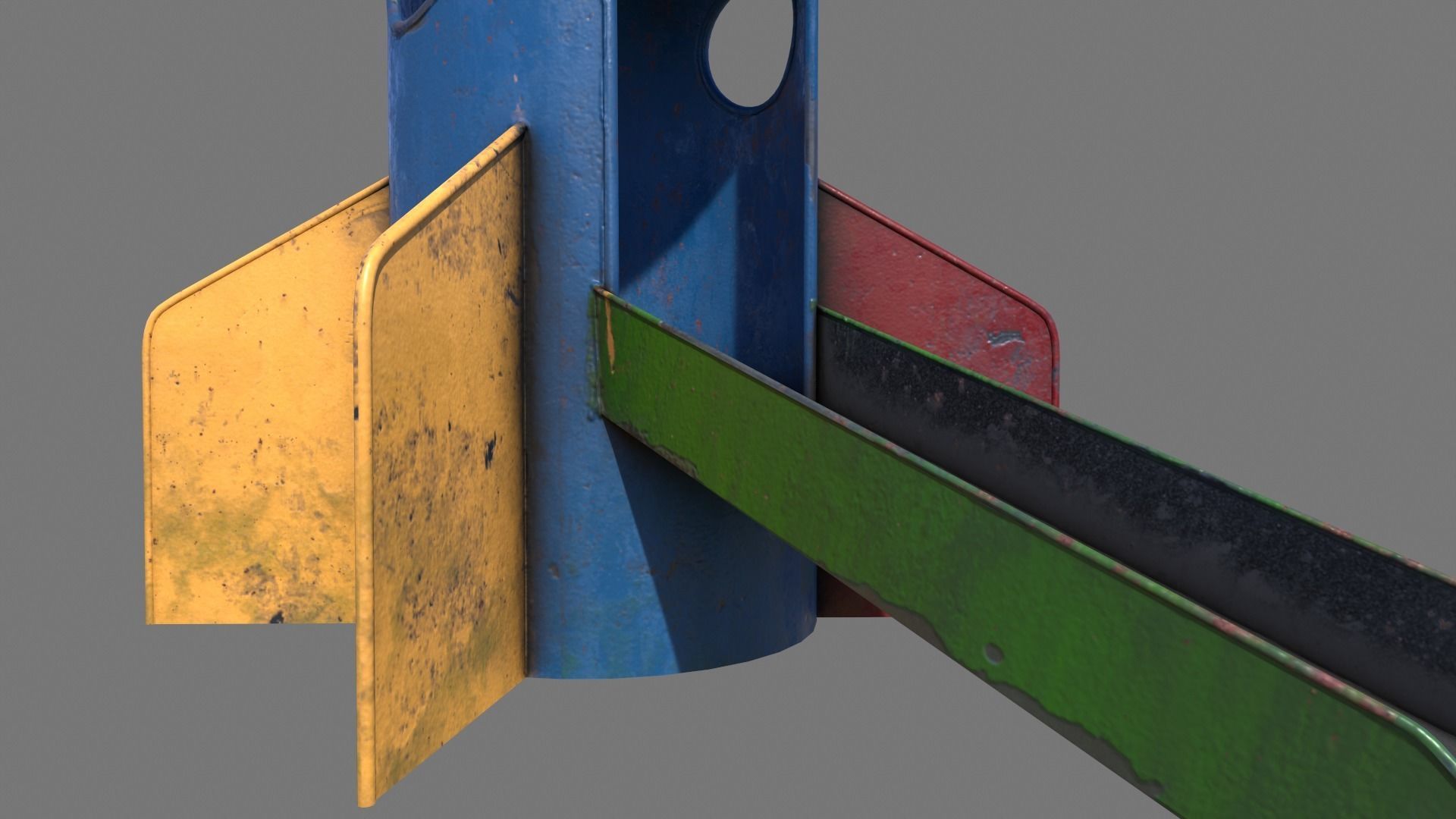 Old Rusty Rocket Slide Low-poly 3D model_7