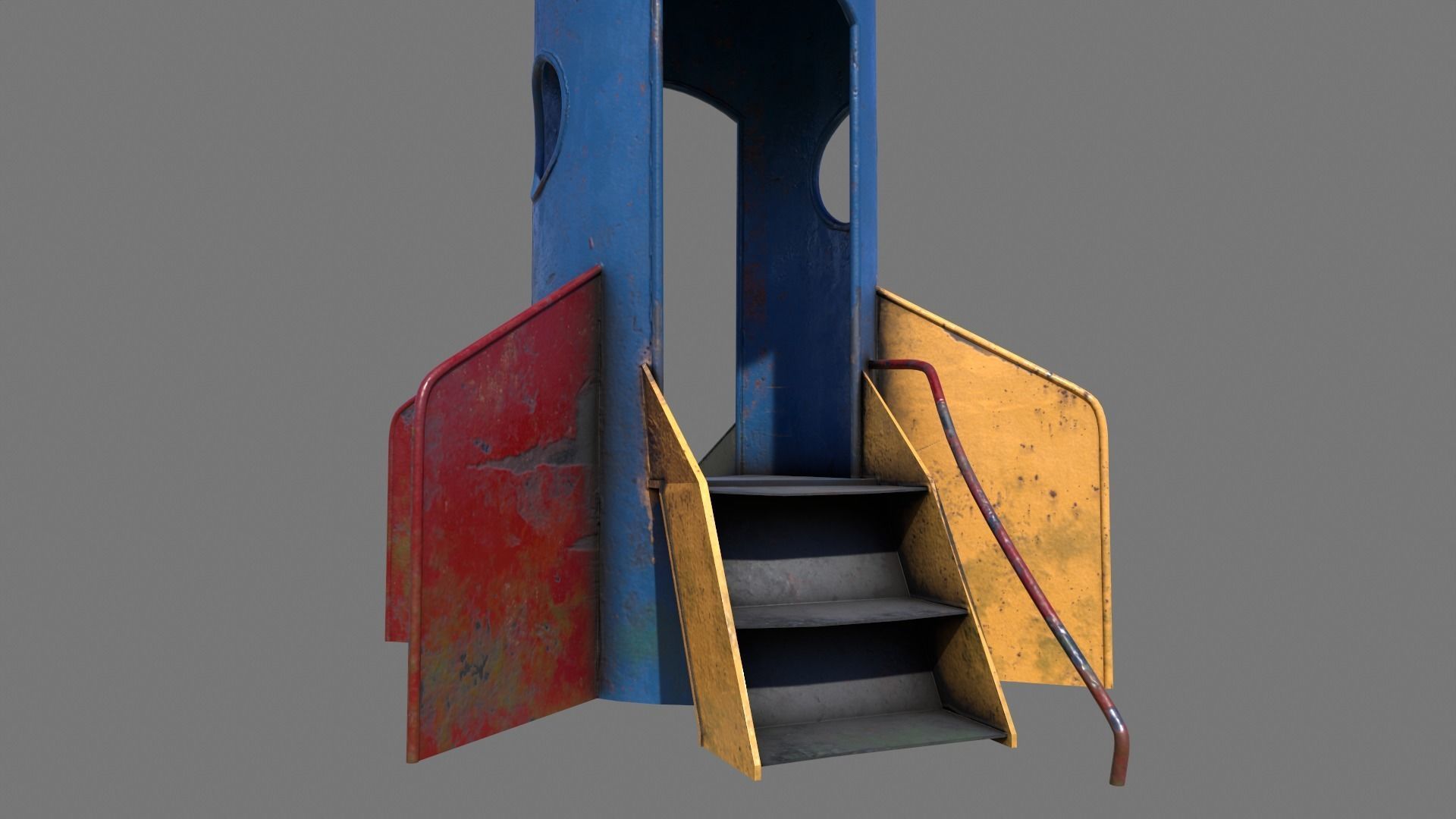 Old Rusty Rocket Slide Low-poly 3D model_5