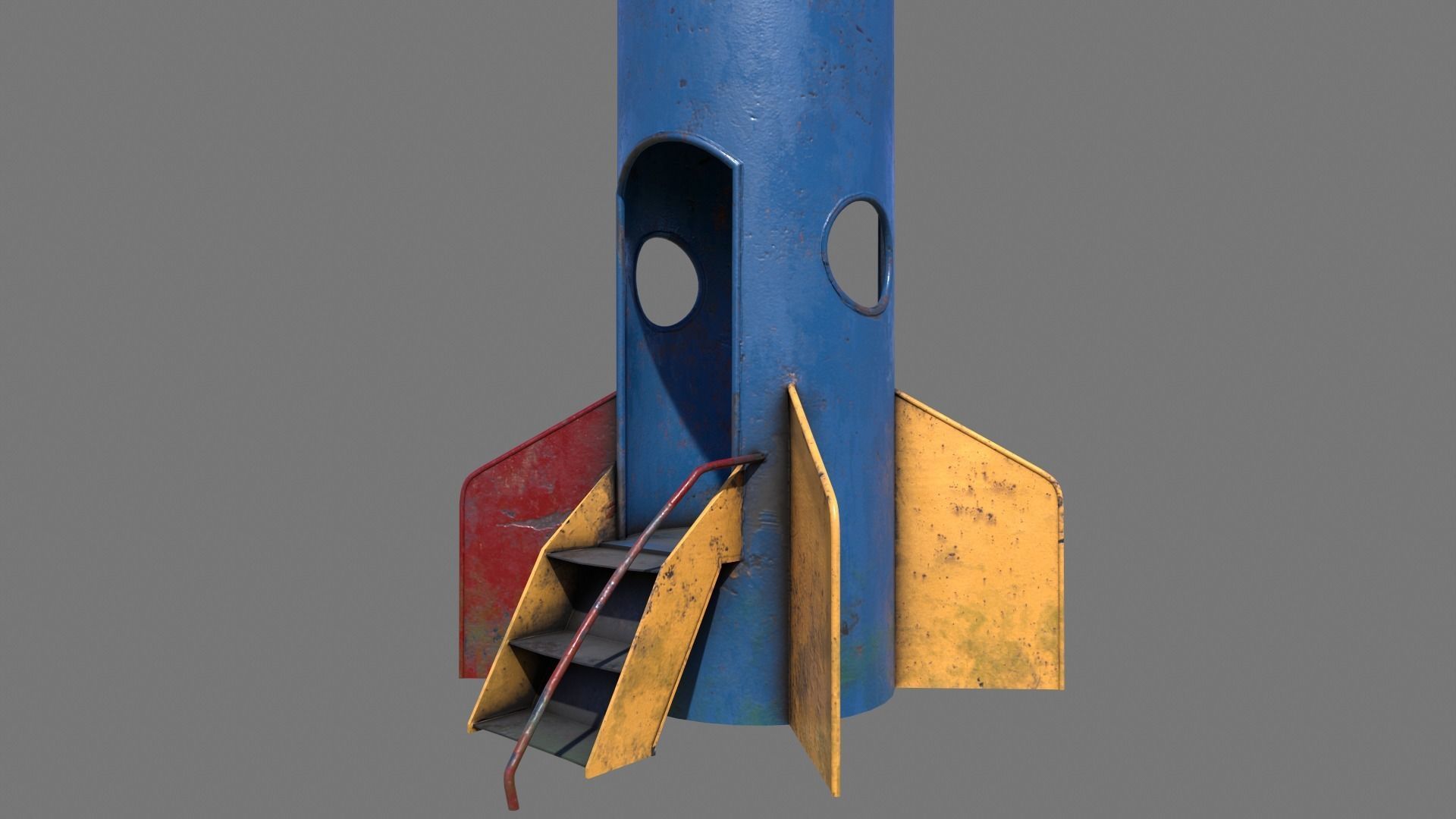 Old Rusty Rocket Slide Low-poly 3D model_4