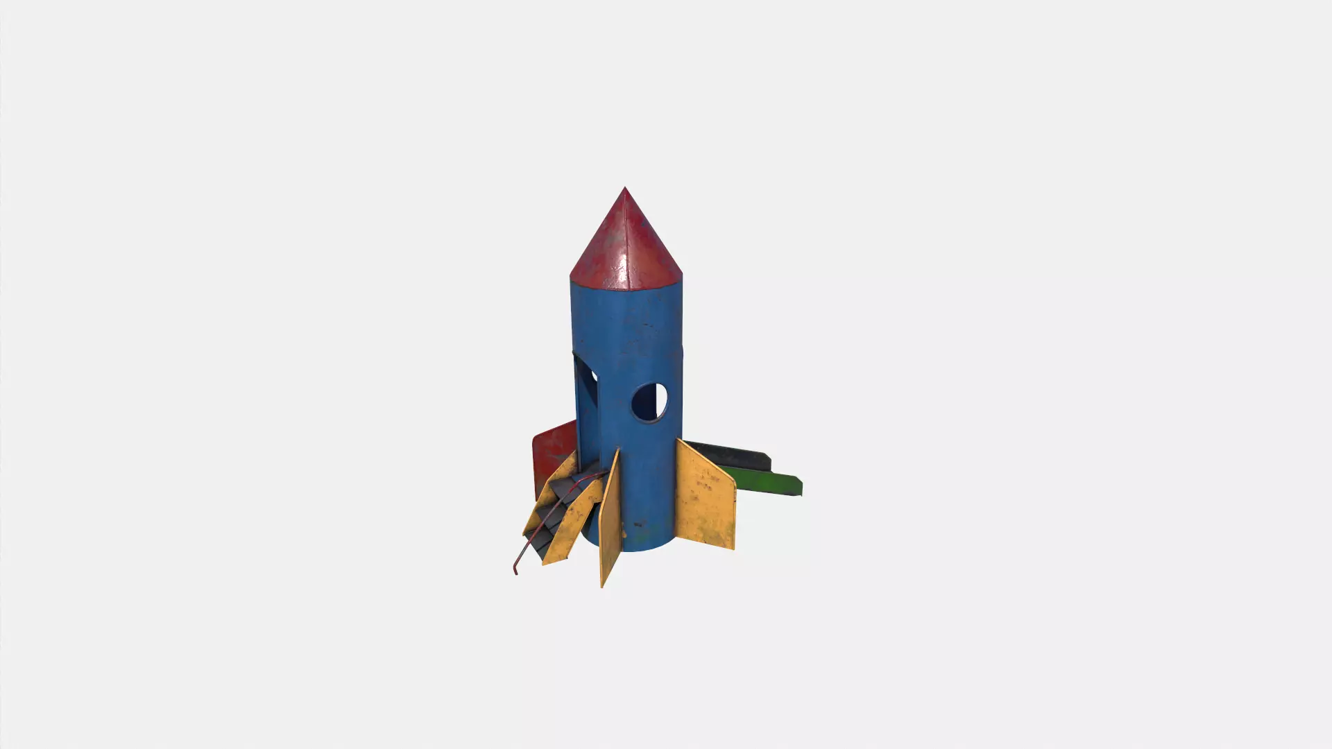 Old Rusty Rocket Slide Low-poly 3D model_0