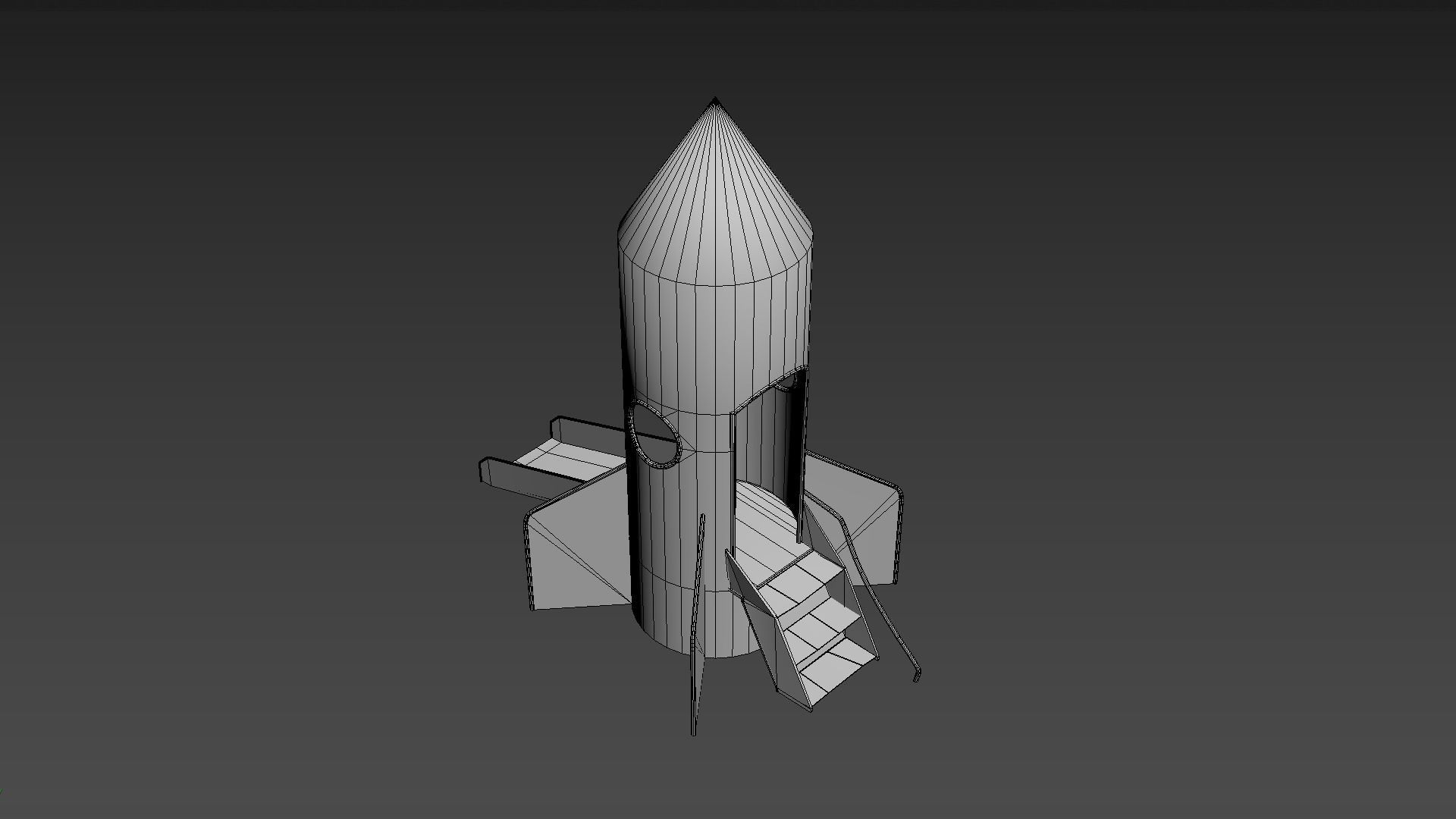 Old Rusty Rocket Slide Low-poly 3D model_8