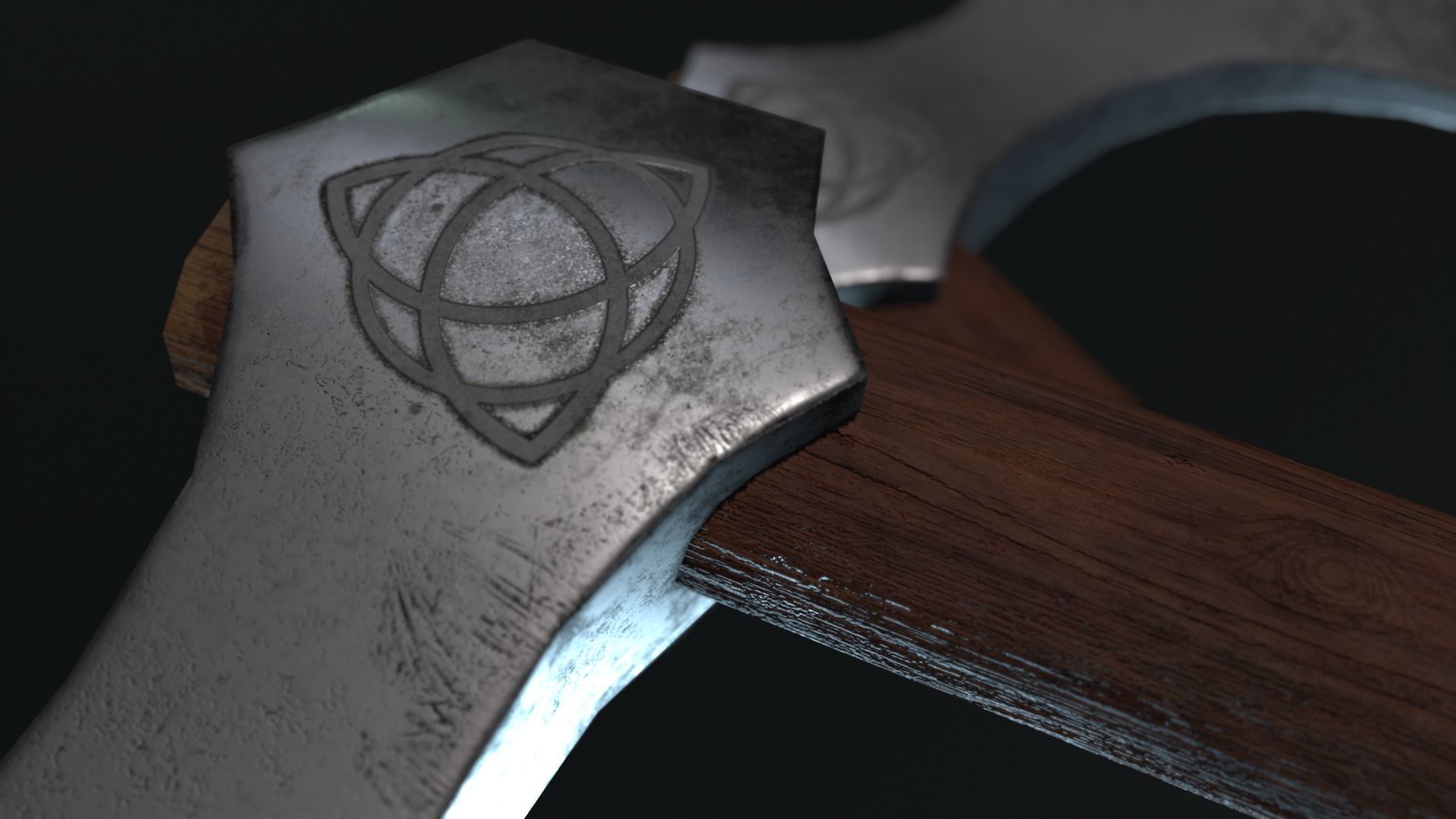 Medieval Fury AXE Low-poly 3D model_5