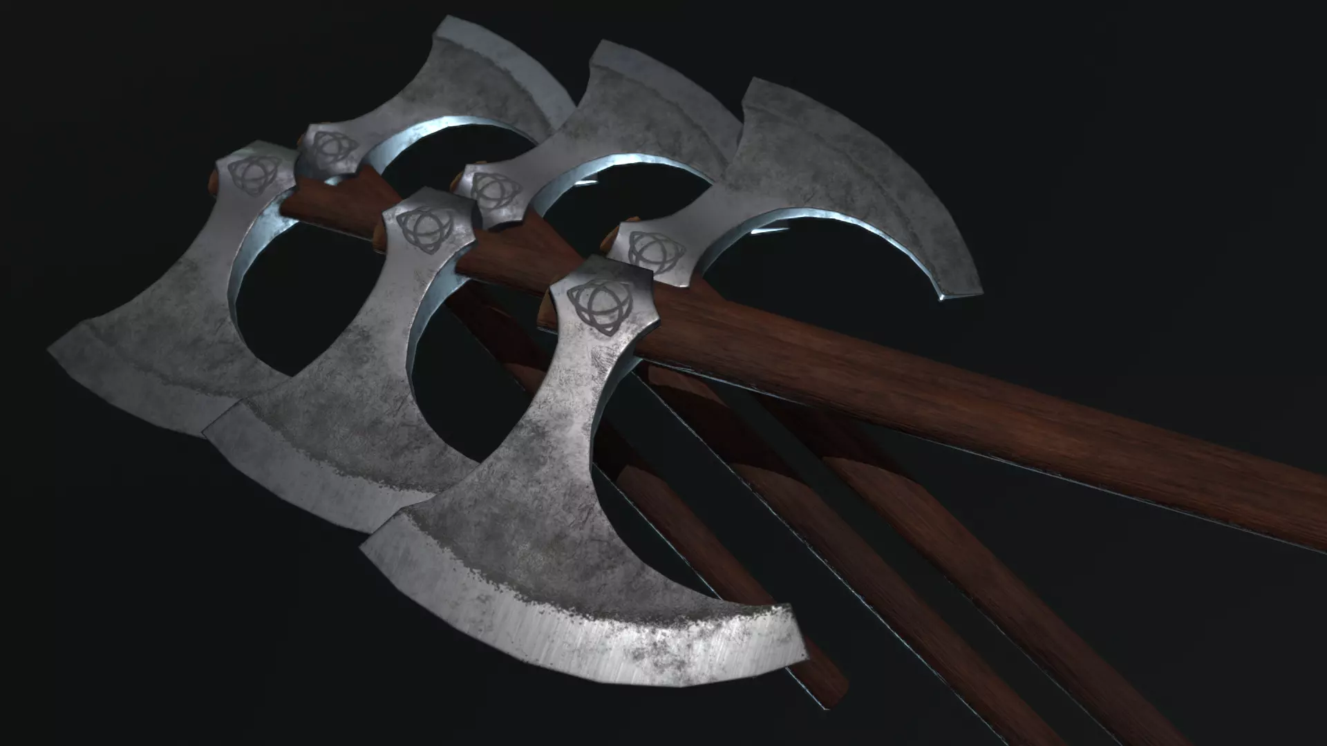 Medieval Fury AXE Low-poly 3D model_0