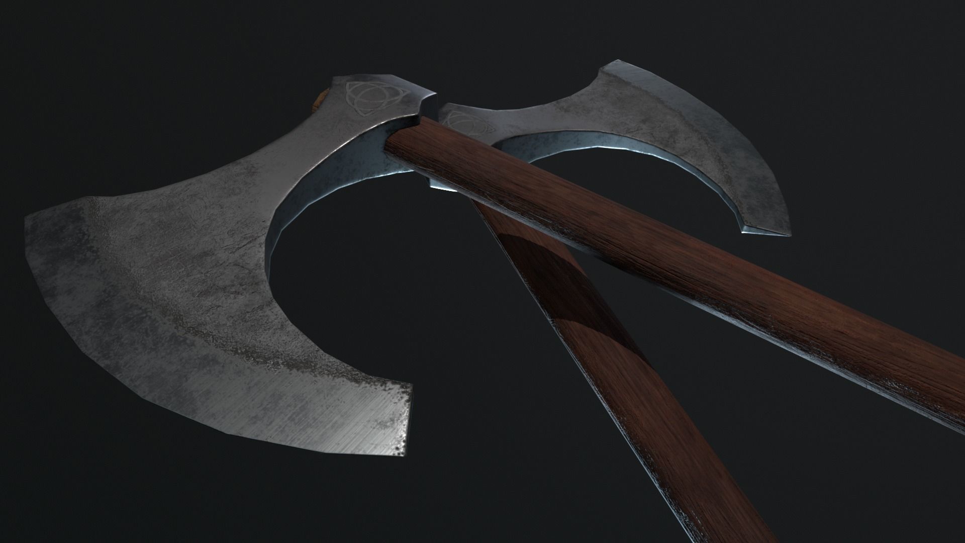 Medieval Fury AXE Low-poly 3D model_4