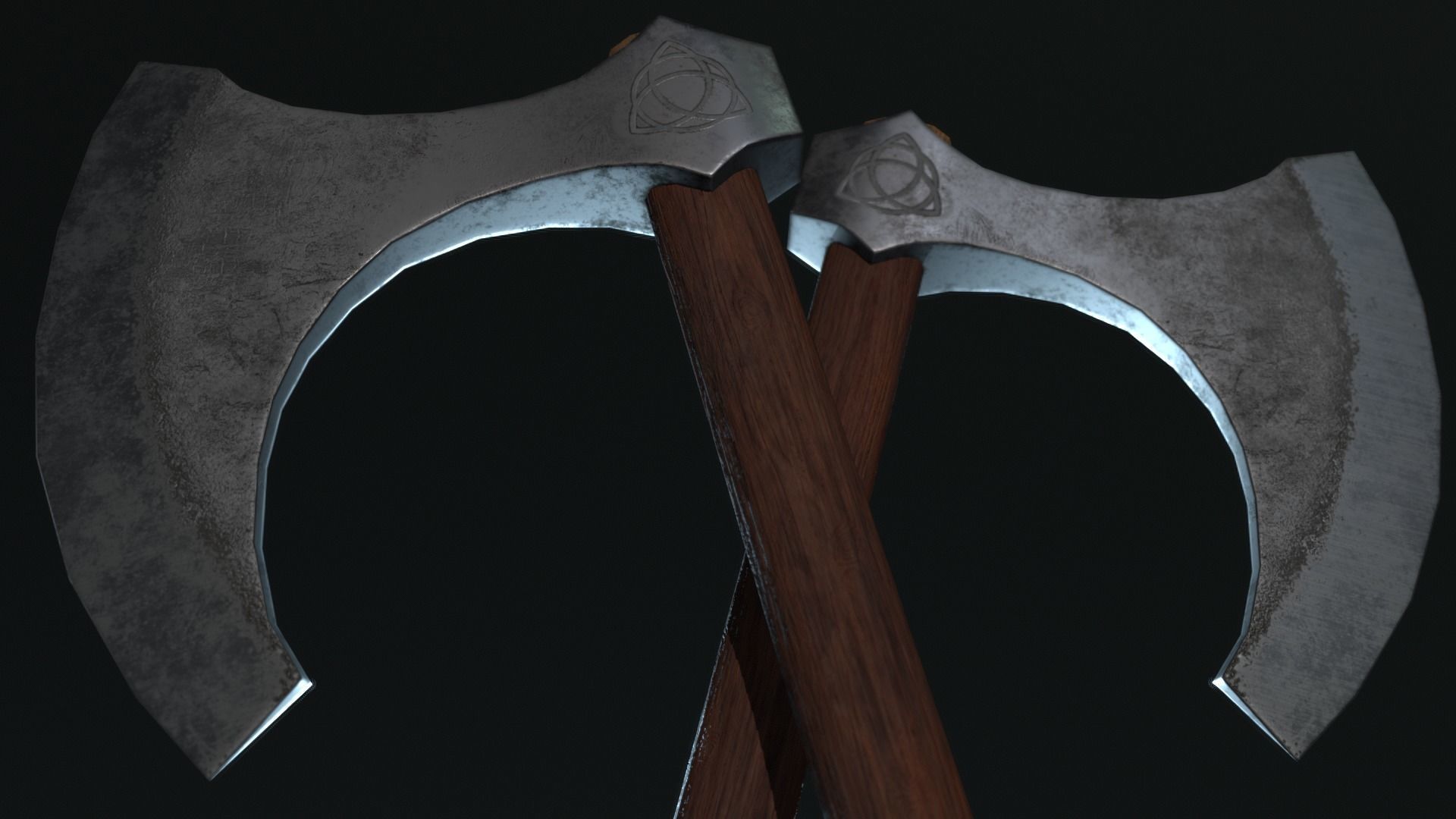 Medieval Fury AXE Low-poly 3D model_7
