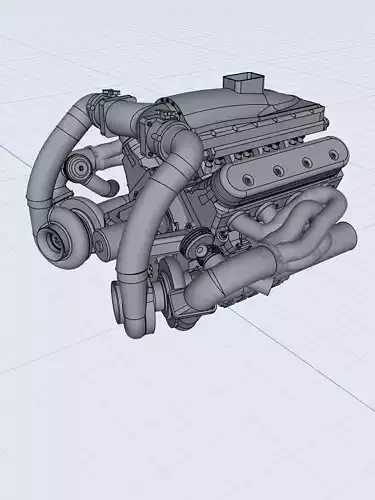 LSX Twin Turbo Engine Outlaw Pro Mod LS 3D print model