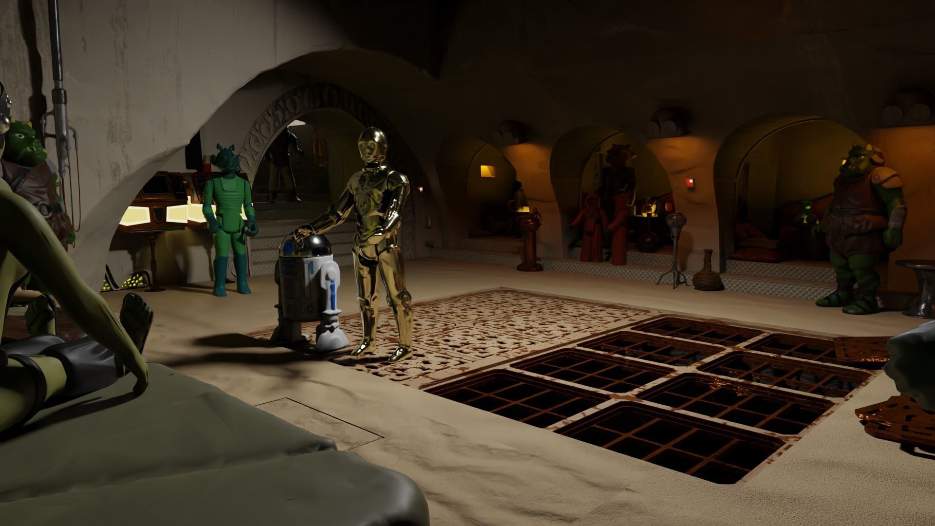 Jabbas Throne Room - Top floor - Complete set 1-6 scale 3D Model Collection_27