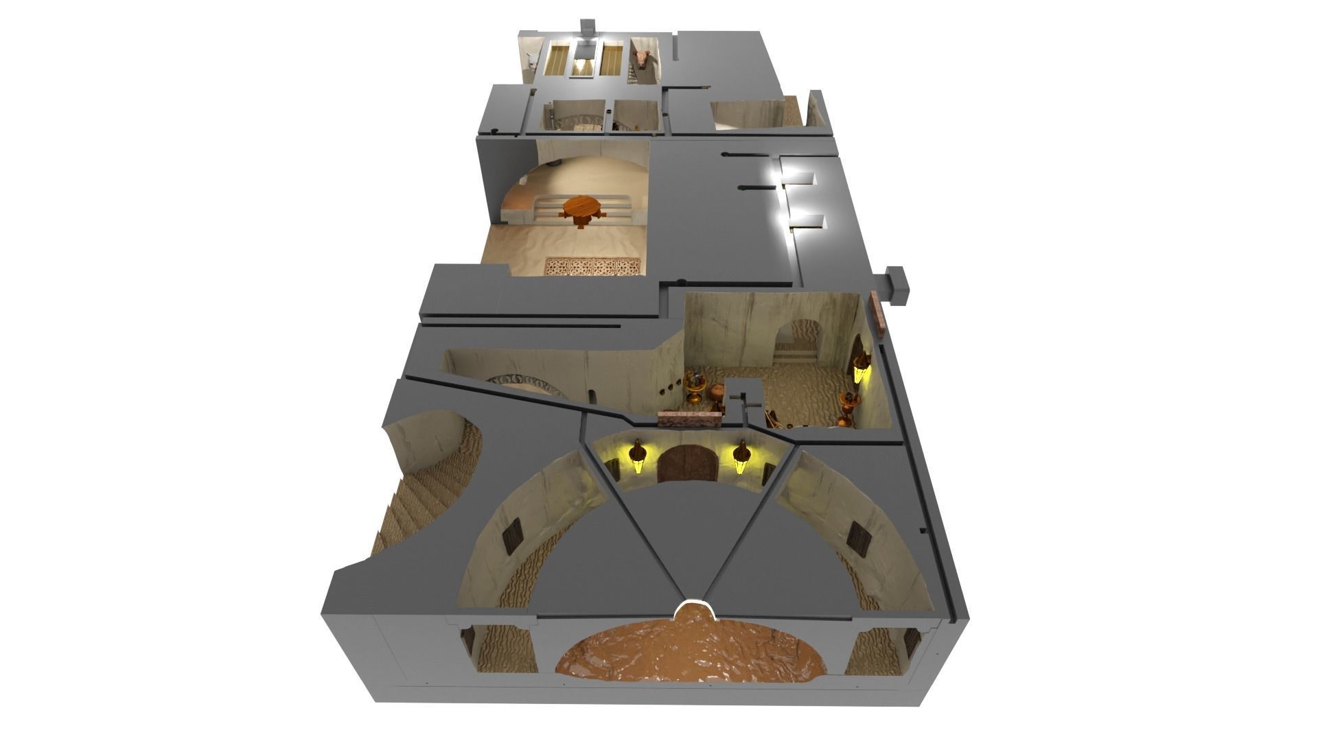 Jabbas Throne Room - Top floor - Complete set 1-6 scale 3D Model Collection_3