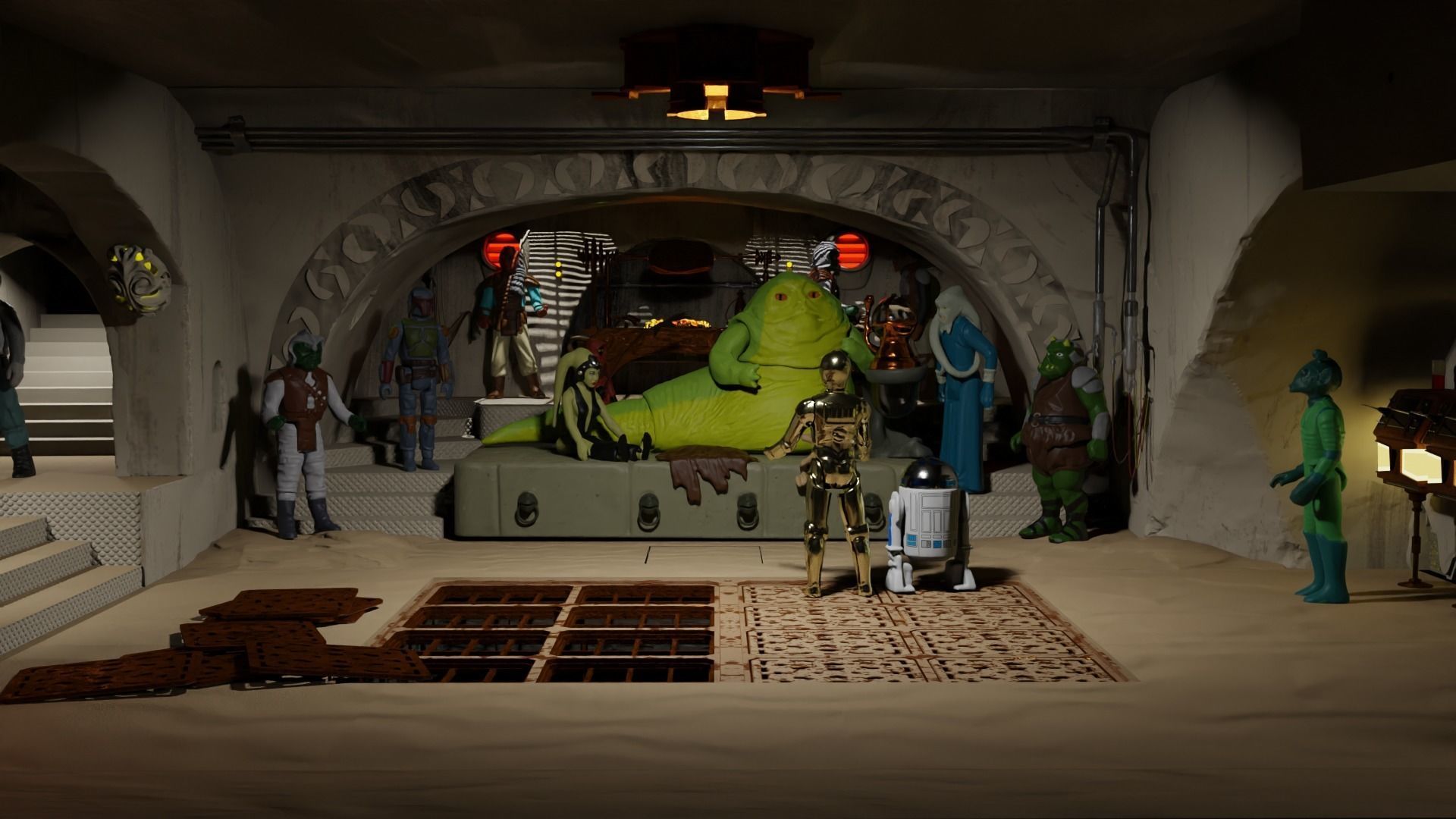 Jabbas Throne Room - Top floor - Complete set 1-6 scale 3D Model Collection_29