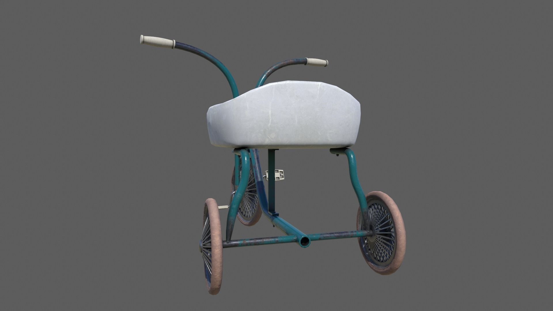 Old Tricycle Low-poly 3D model_4