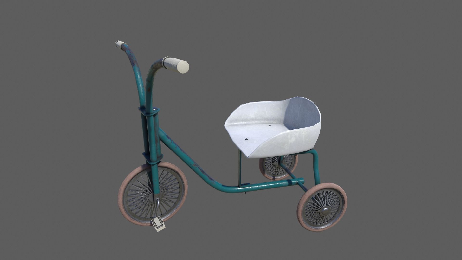 Old Tricycle Low-poly 3D model_3