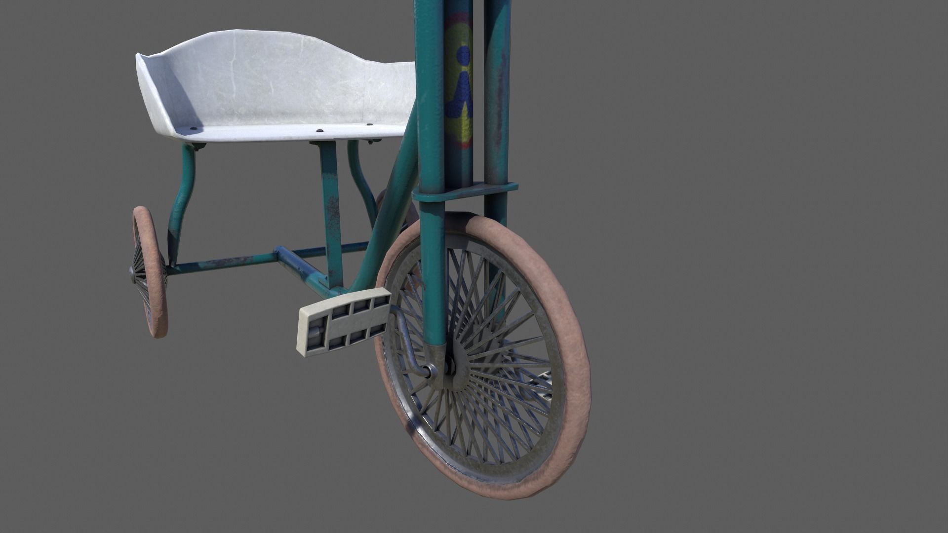 Old Tricycle Low-poly 3D model_7