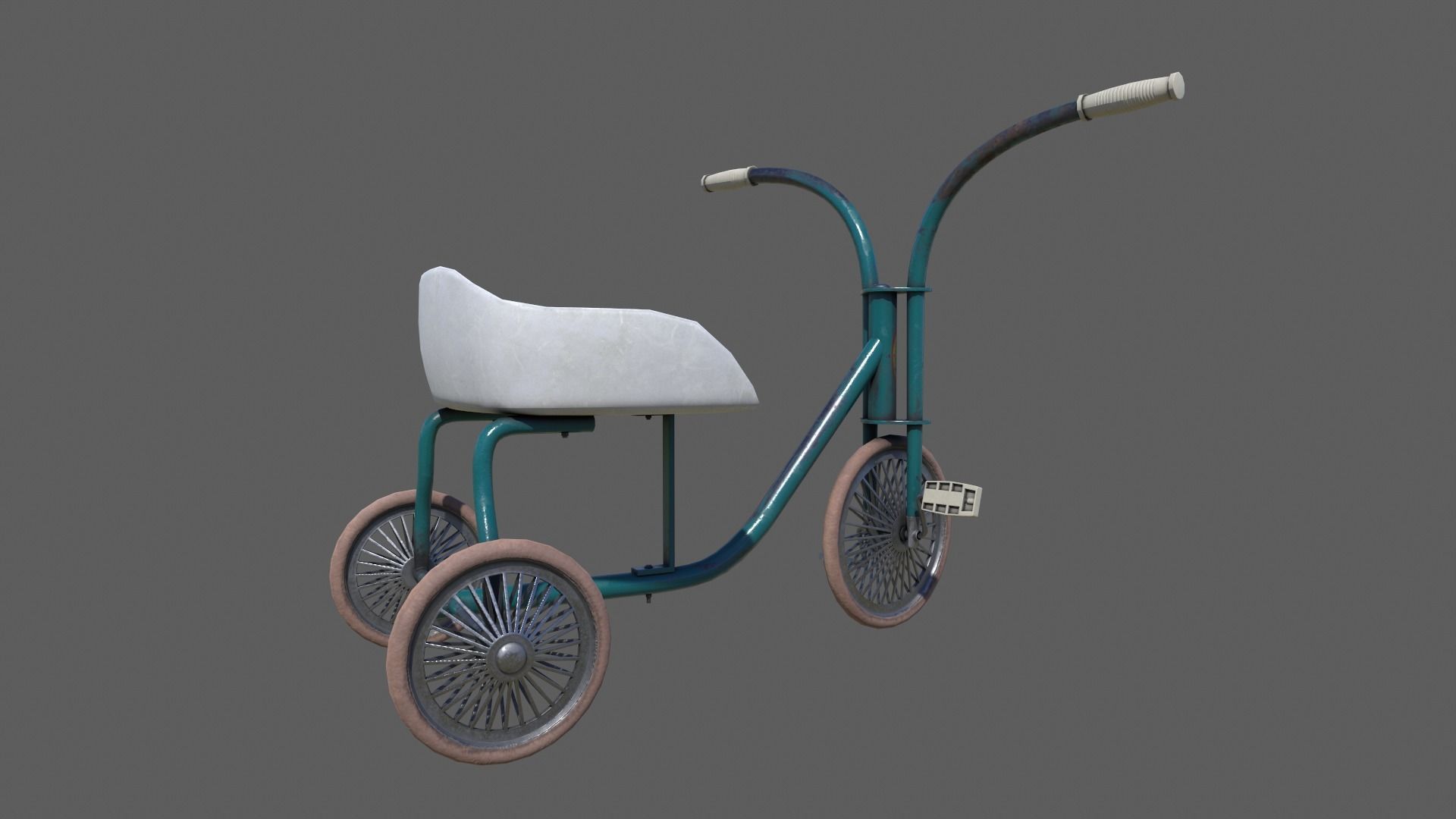 Old Tricycle Low-poly 3D model_2