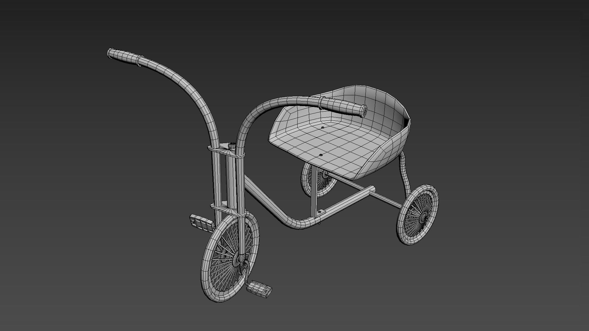 Old Tricycle Low-poly 3D model_9