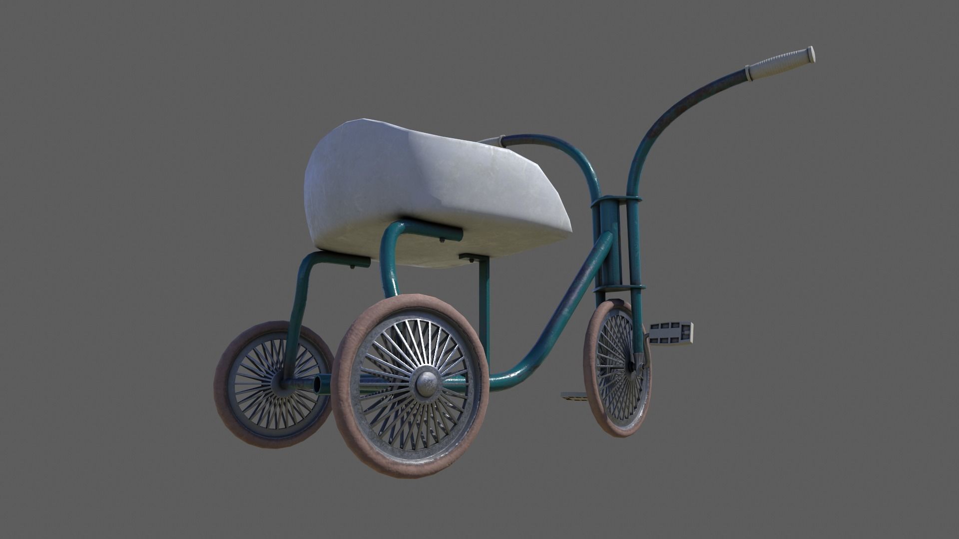 Old Tricycle Low-poly 3D model_6