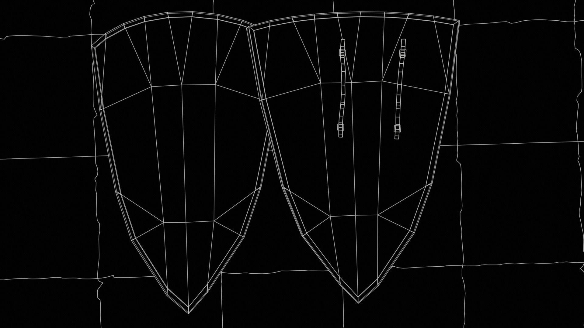 Medieval round shield with a  cross and genuine leather straps Low-poly 3D model_5