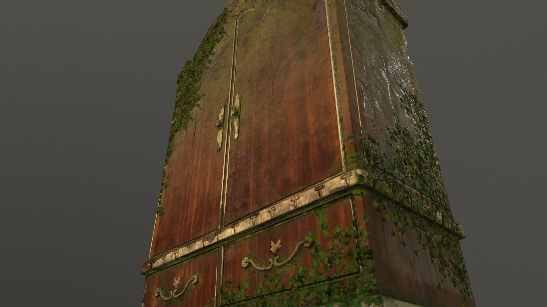 Old dusty closet covered in ivy - 2 versions Low-poly 3D model_5