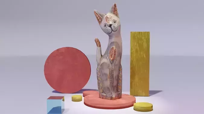 The cat ethnic statuette 01