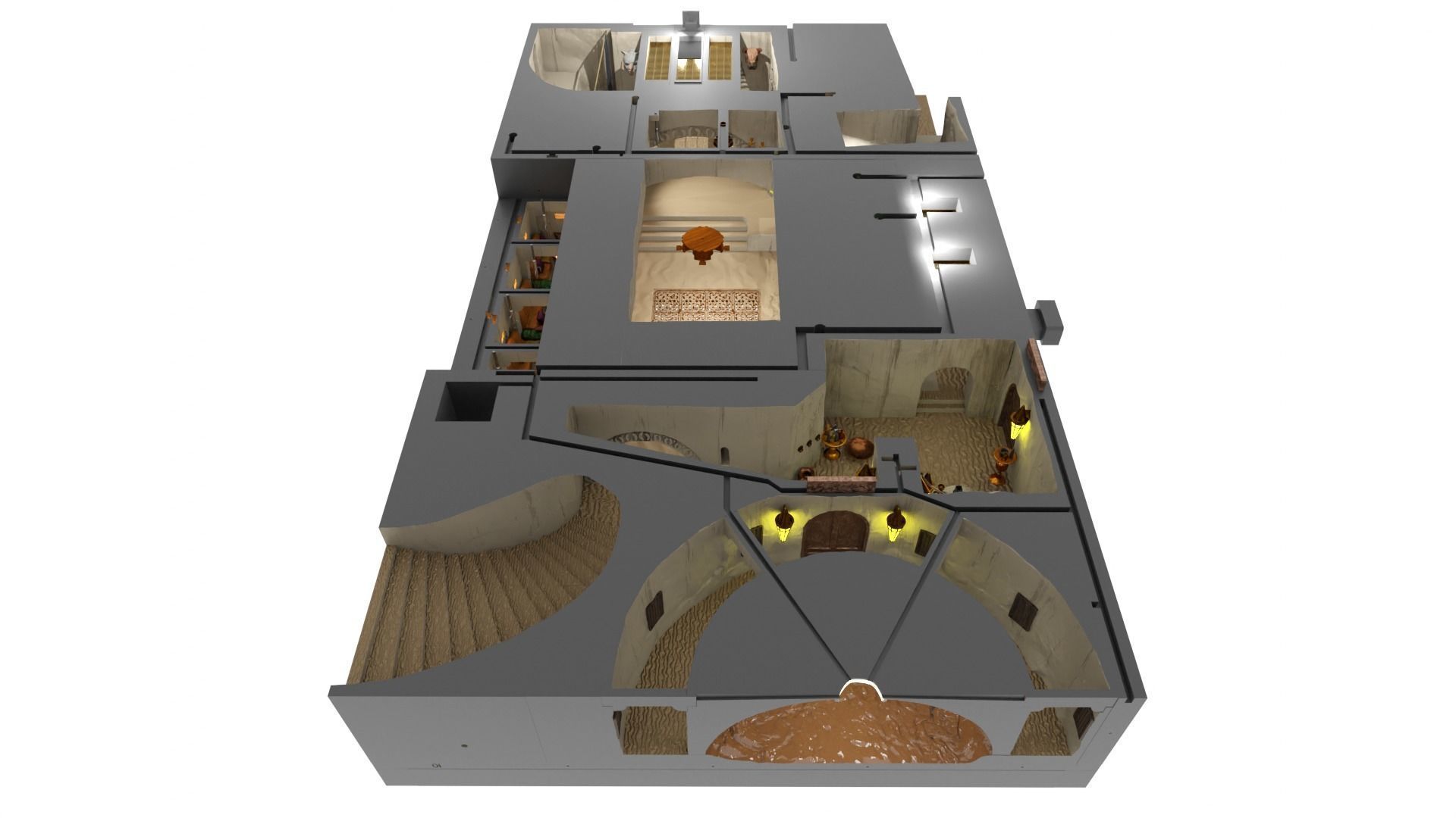 Jabbas Throne Room - Top floor - Complete set 1-12 scale 3D Model Collection_7