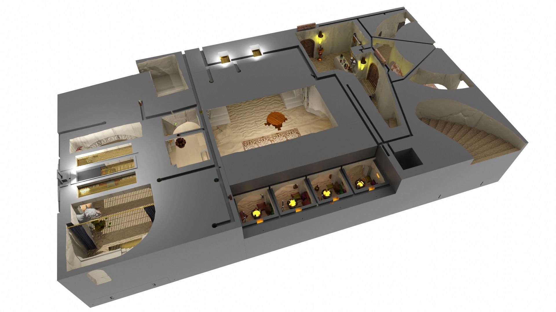 Jabbas Throne Room - Top floor - Complete set 1-18 scale 3D Model Collection_9